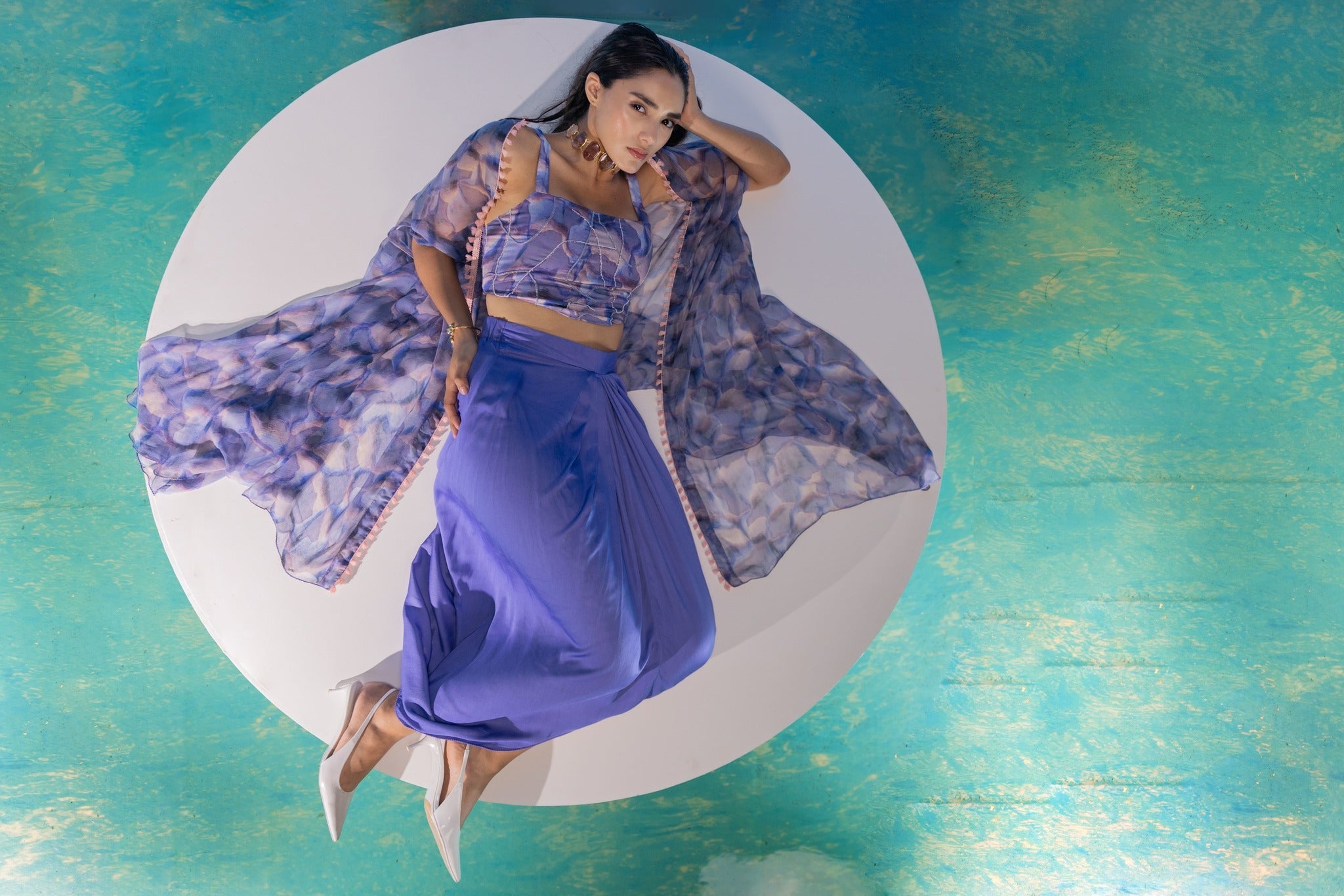 Marble Dhoti skirt set-3PCS