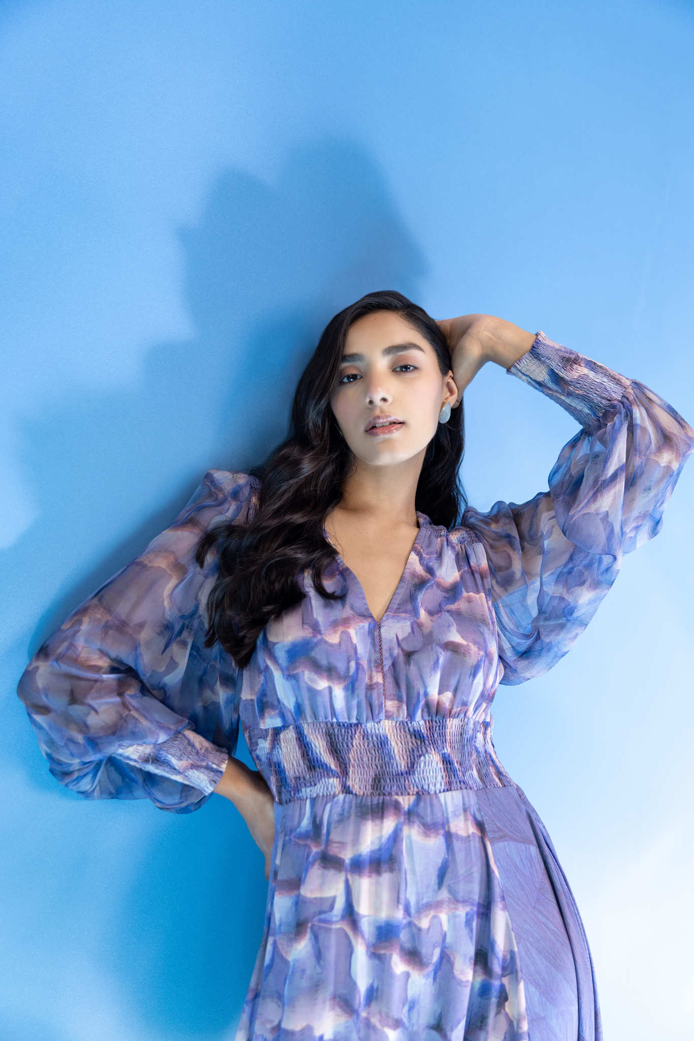 Abstract Marble Smocking Dress