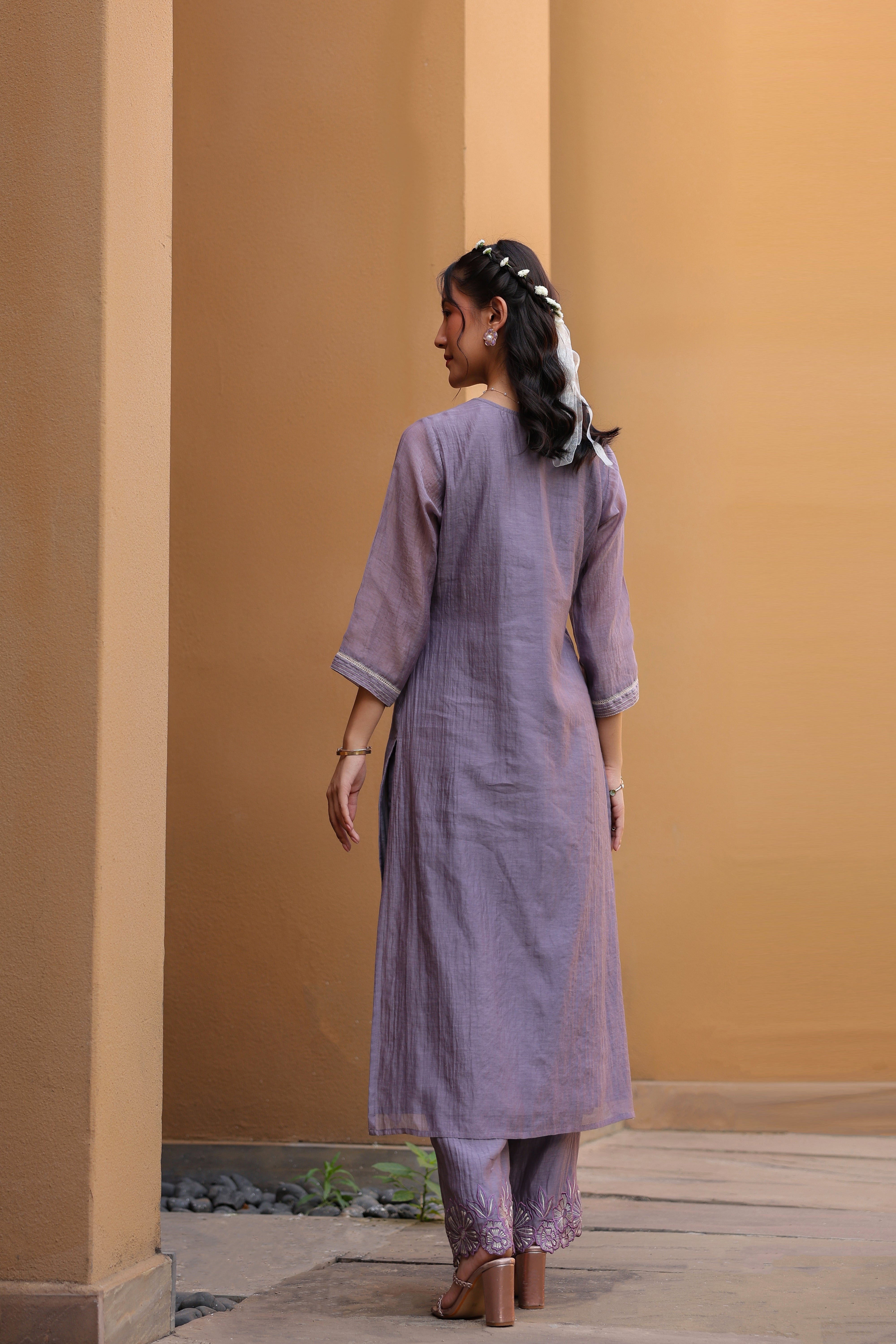 Gul Purple Line Sequined Coord Set