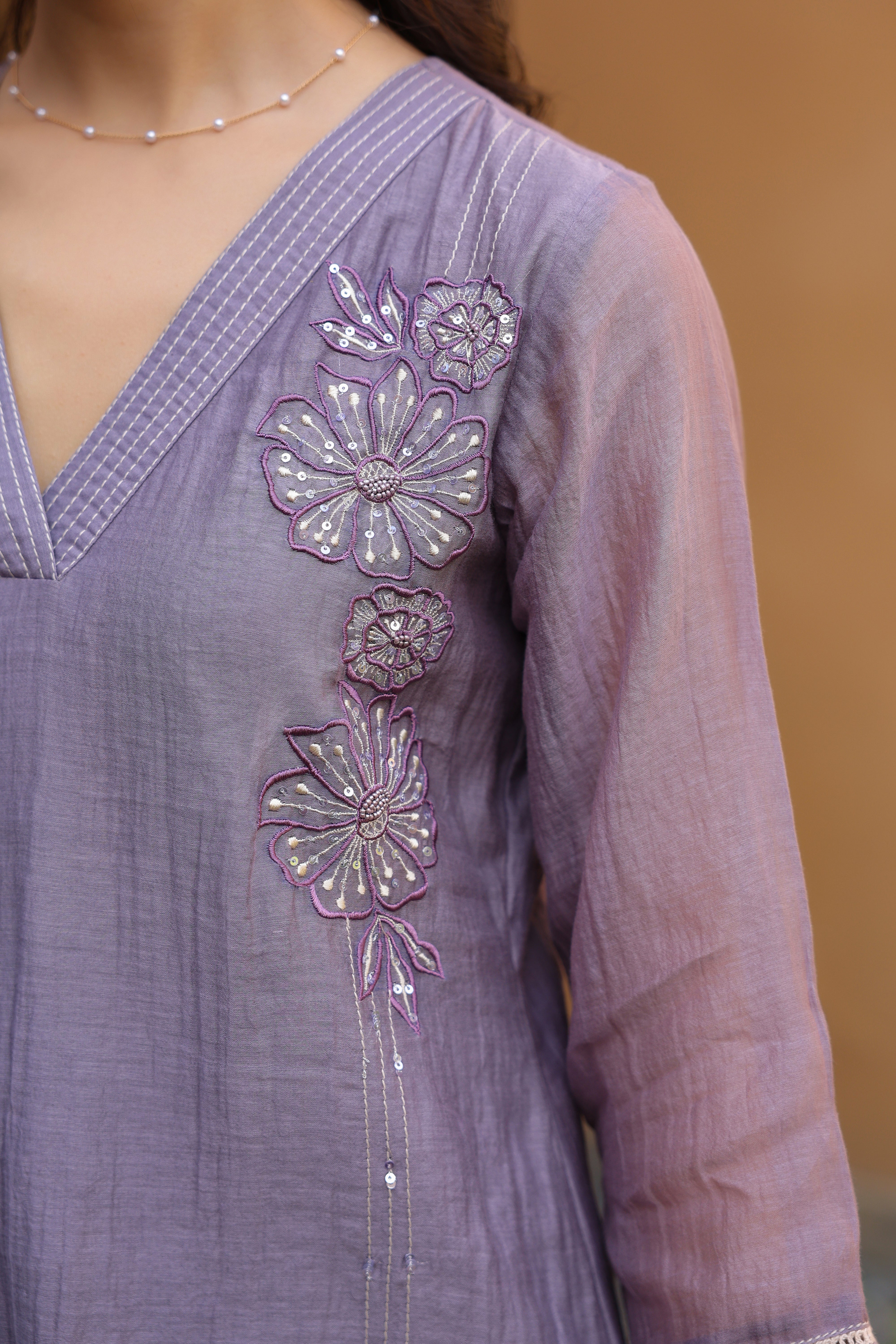 Gul Purple Line Sequined Coord Set