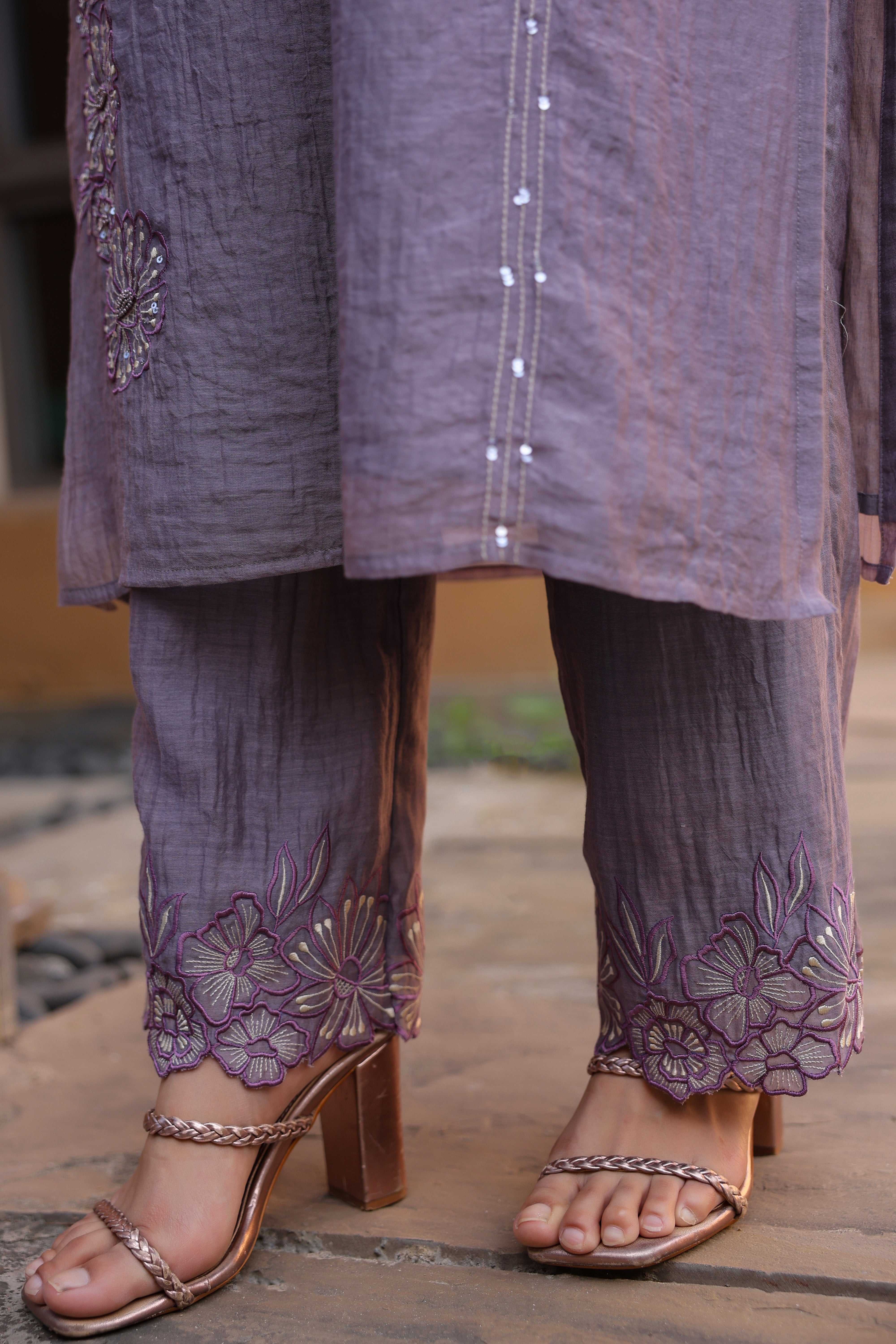 Gul Purple Line Sequined Coord Set