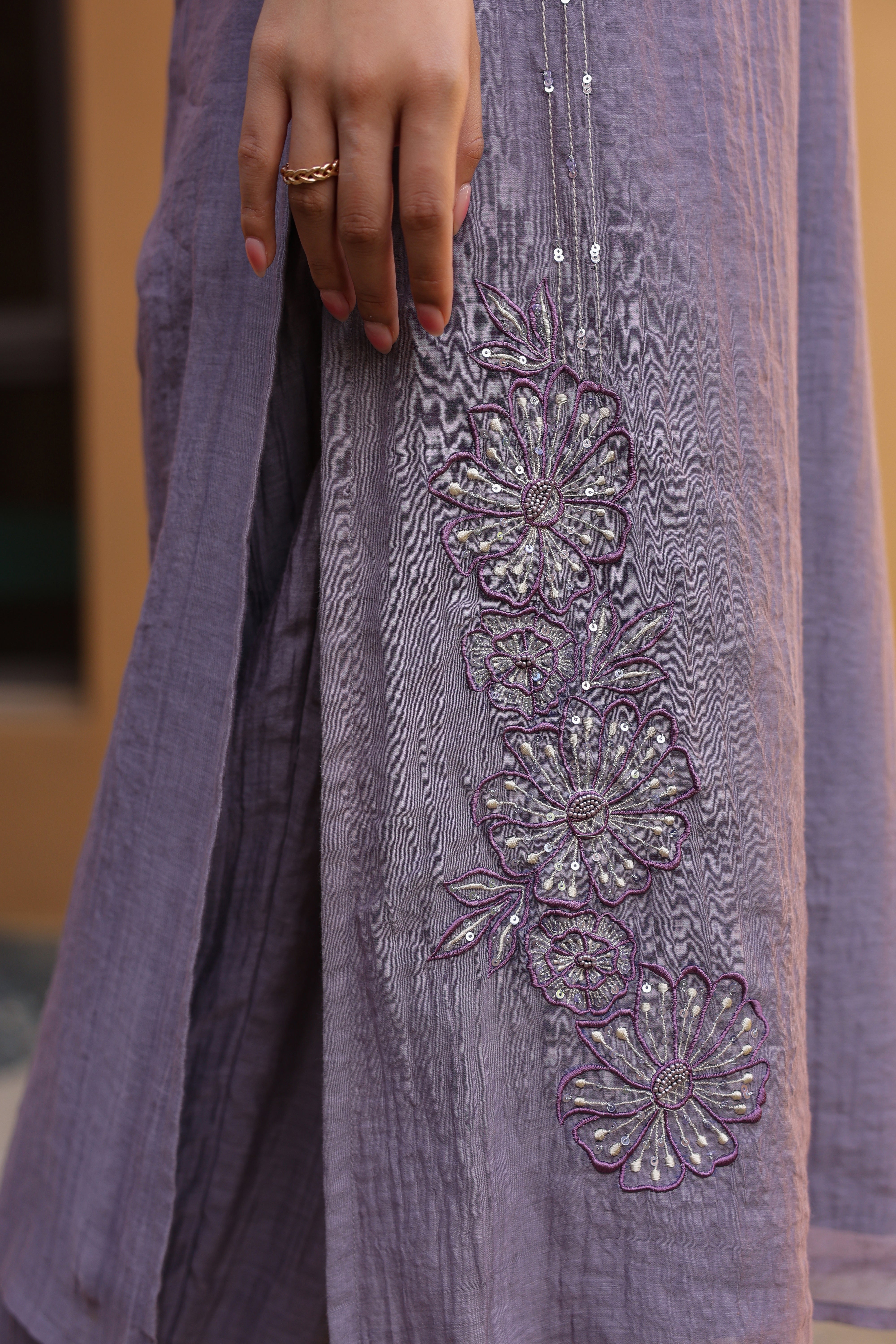 Gul Purple Line Sequined Coord Set