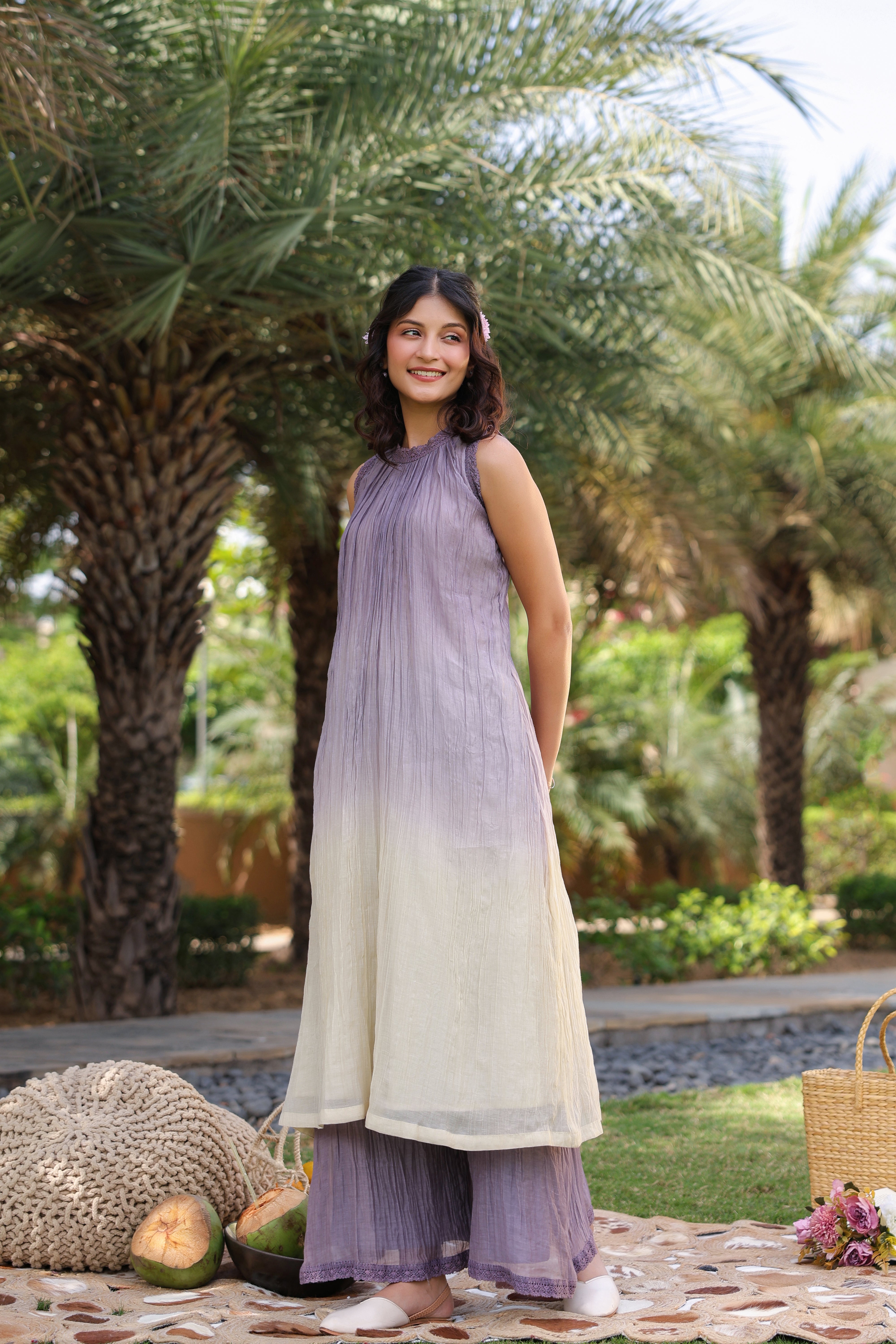 Gul Purple Ombre Long Coord Set