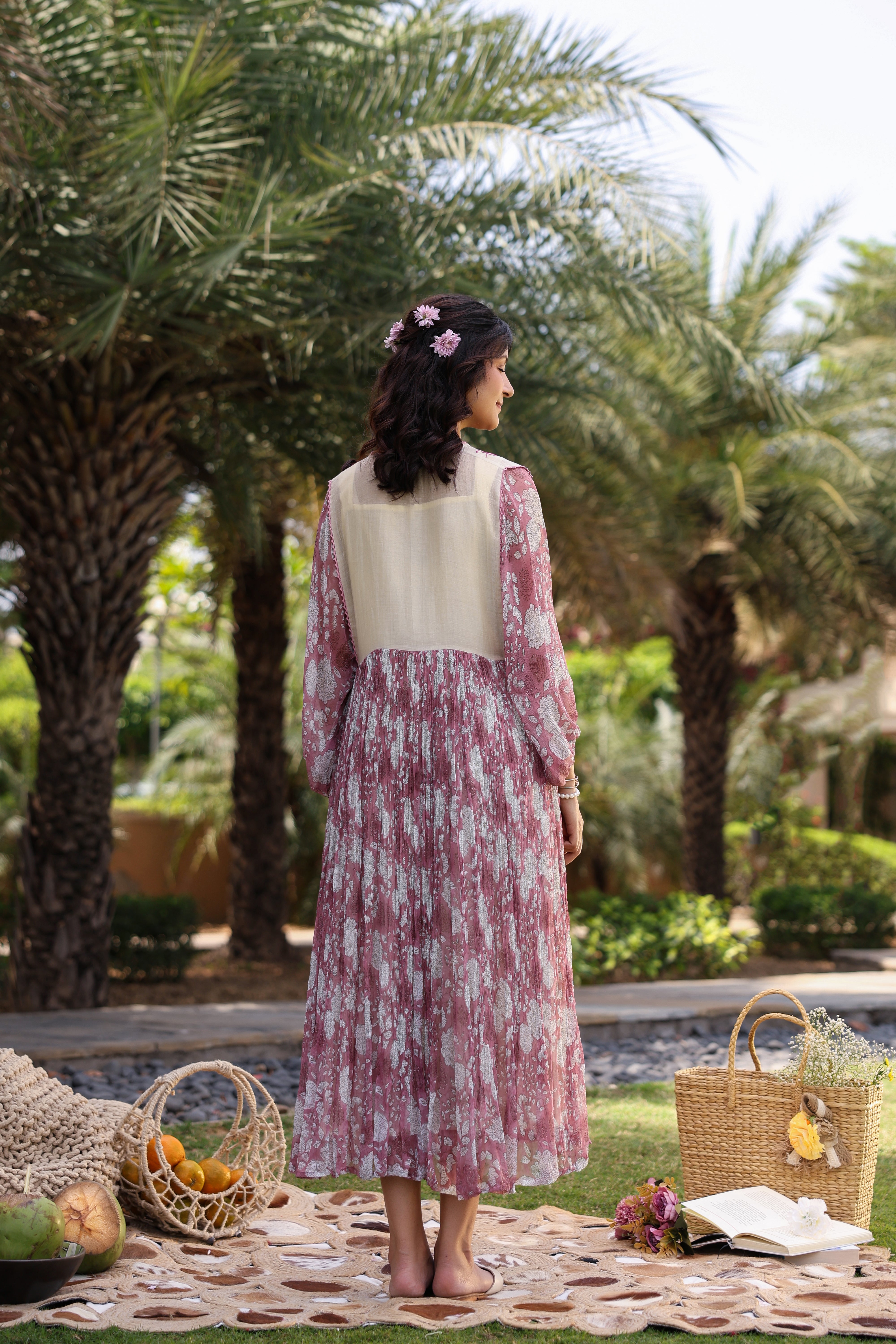 Gul Pink Chiiffon Printed Dress