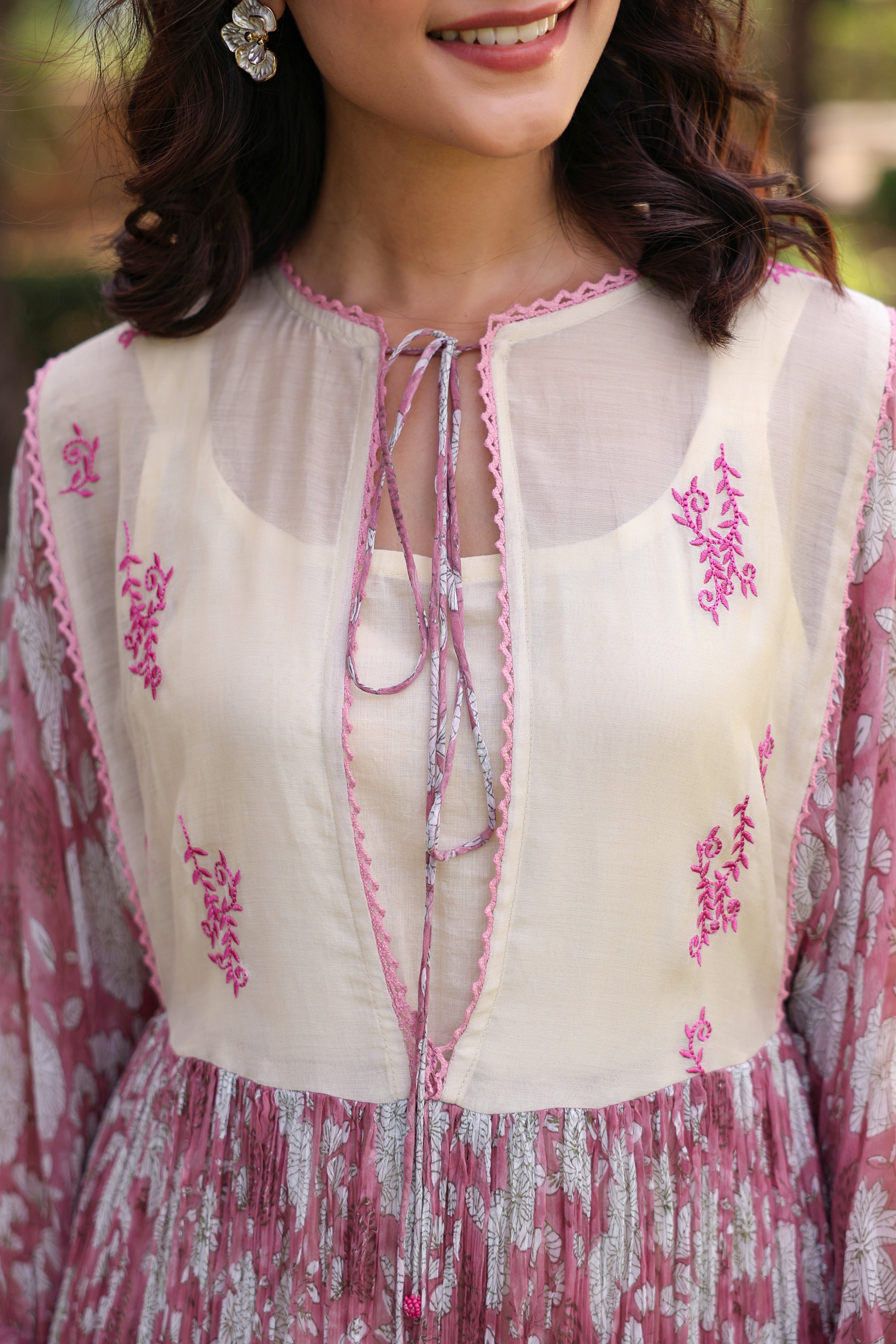 Gul Pink Chiiffon Printed Dress