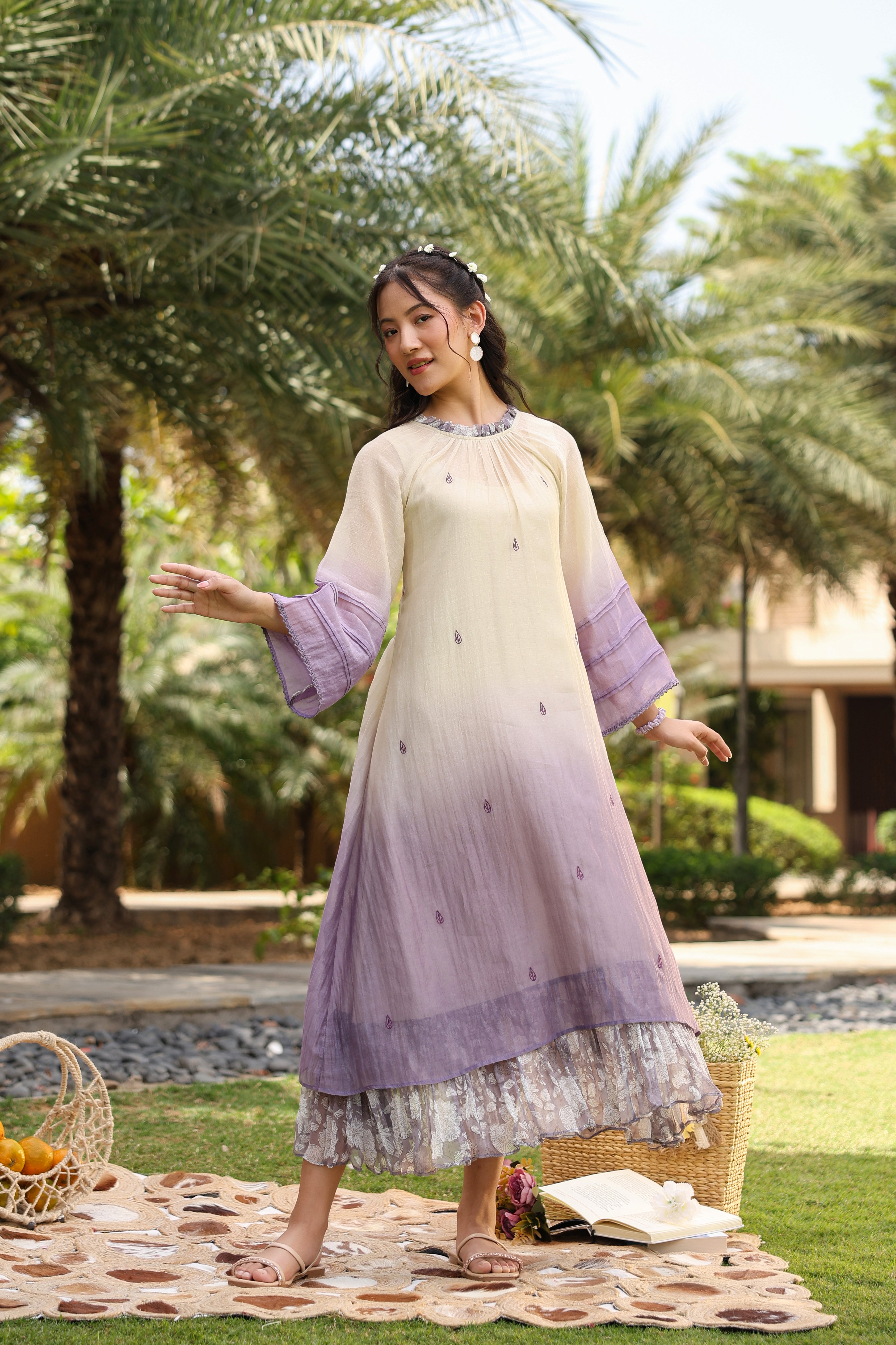 Gul Purple Ombre Frill Dress