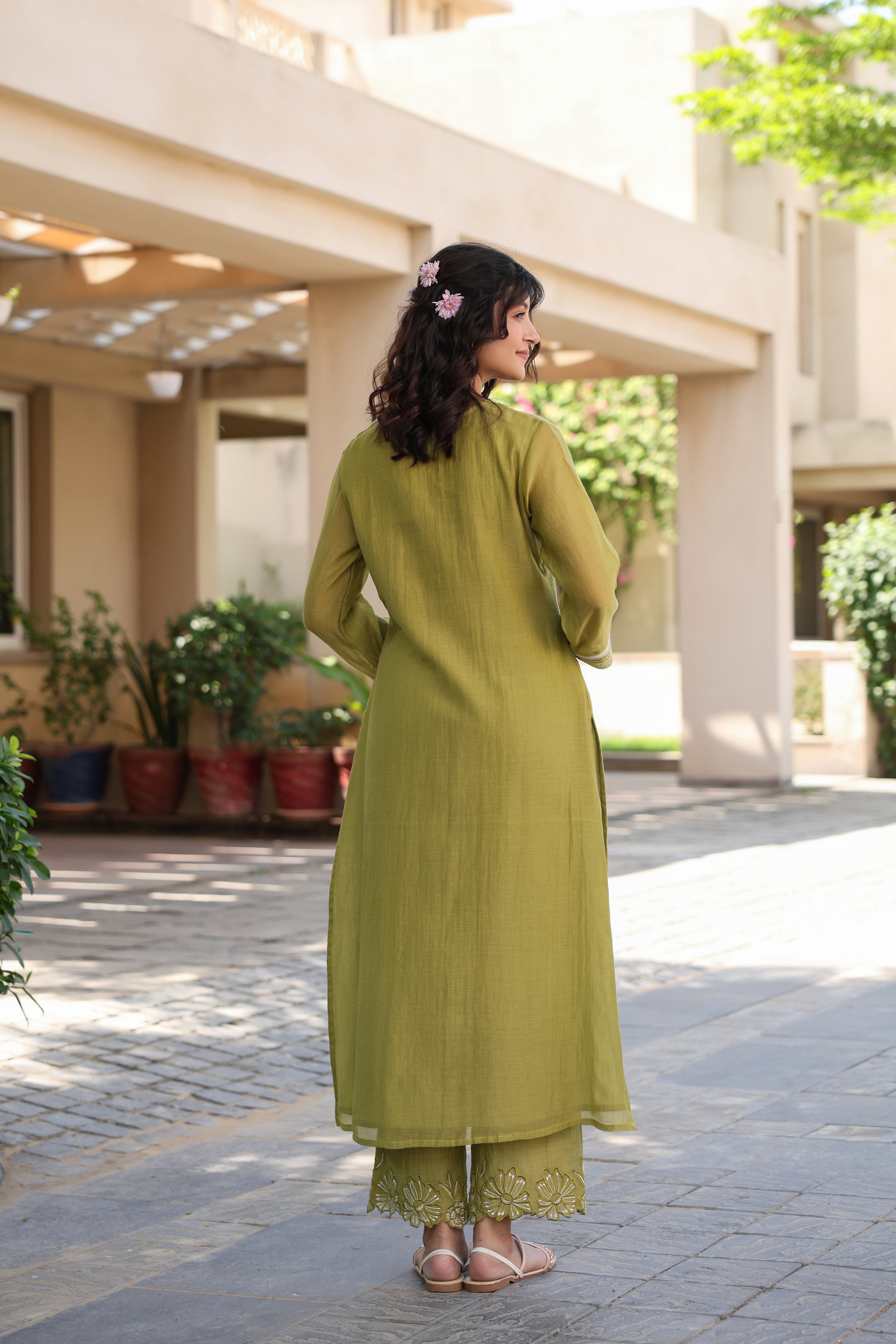 Gul Green Line Sequined Coord Set