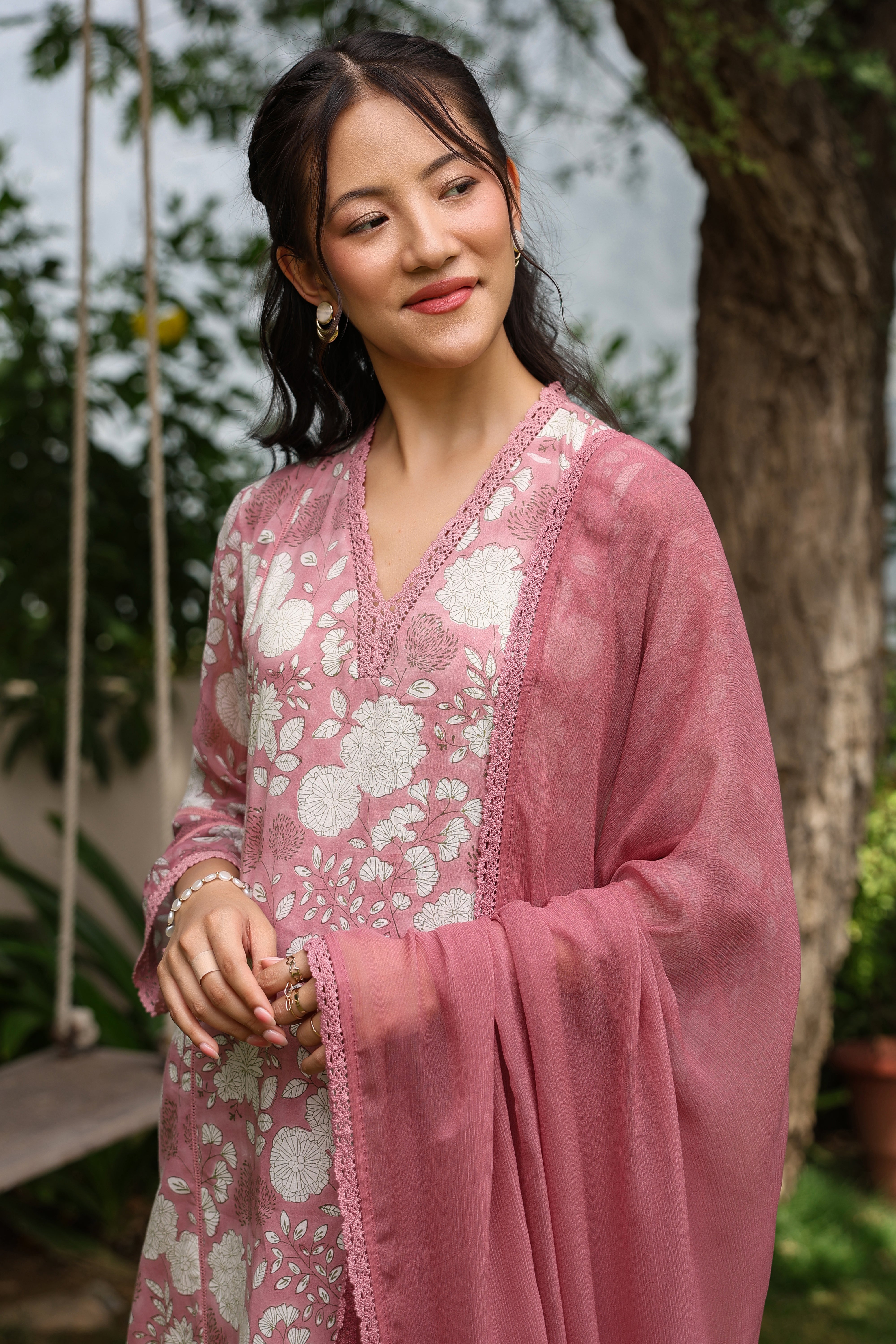 Gul Pink Cotton Printed Suit Set