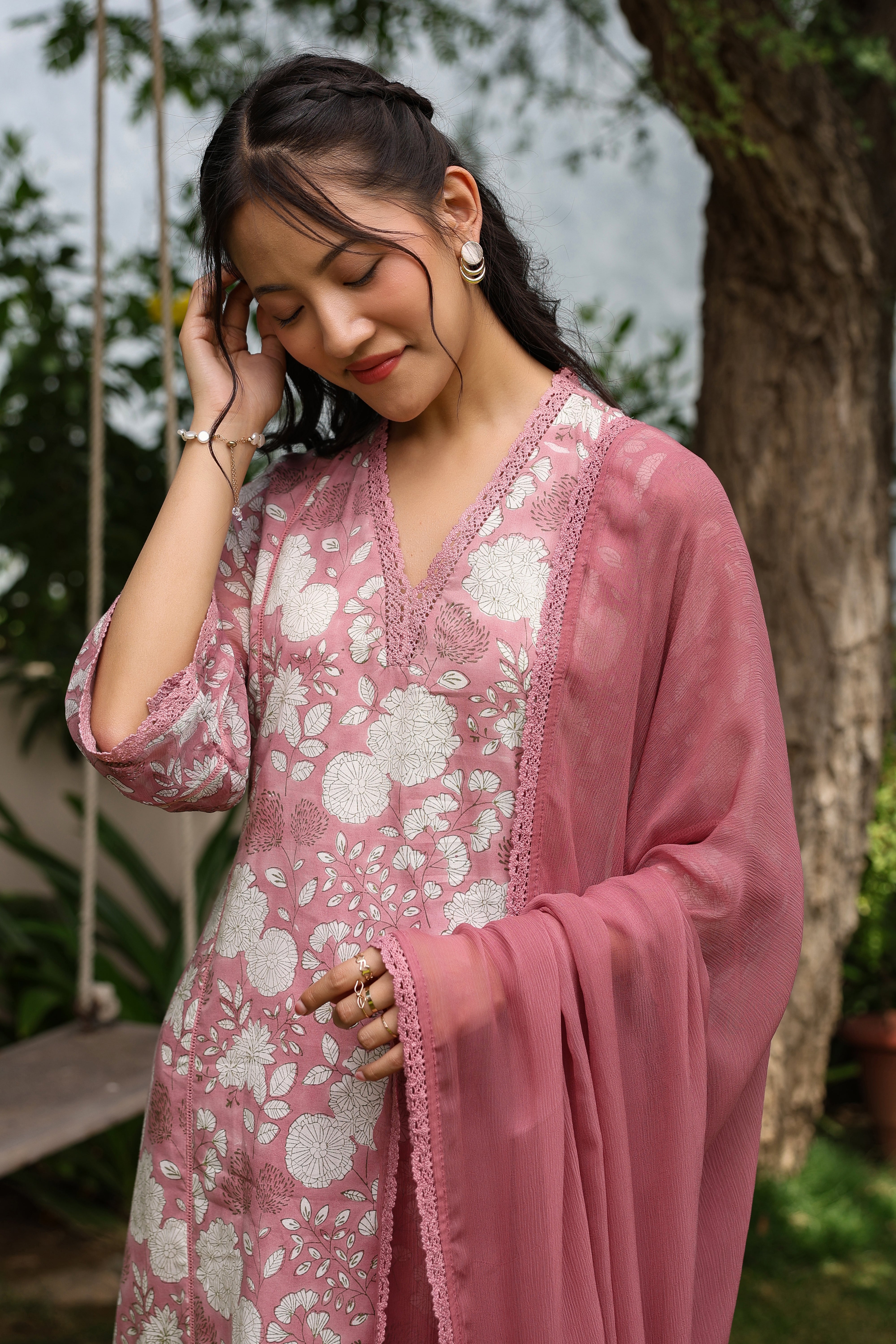 Gul Pink Cotton Printed Suit Set