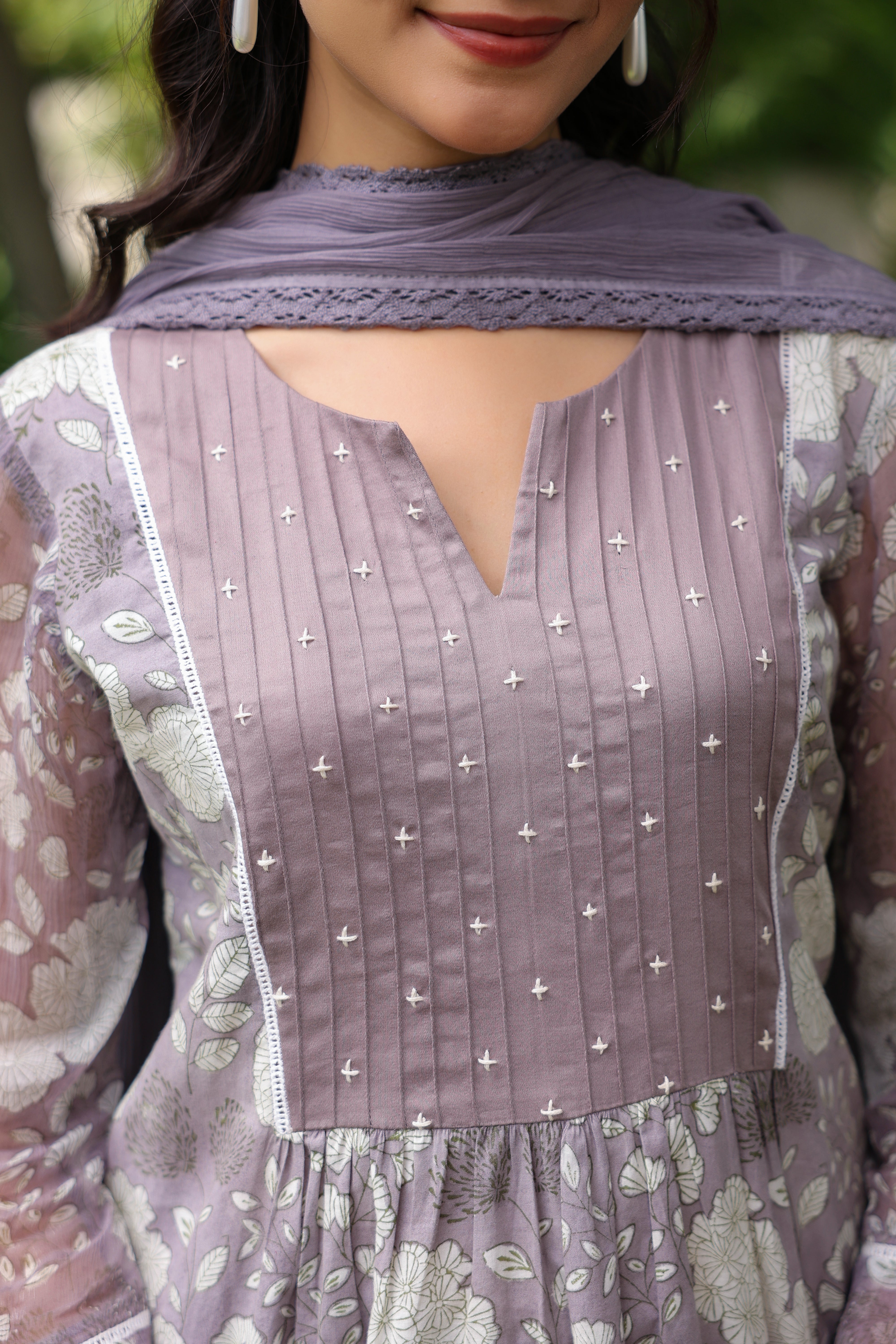 Gul Purple Cotton Printed Suit Set