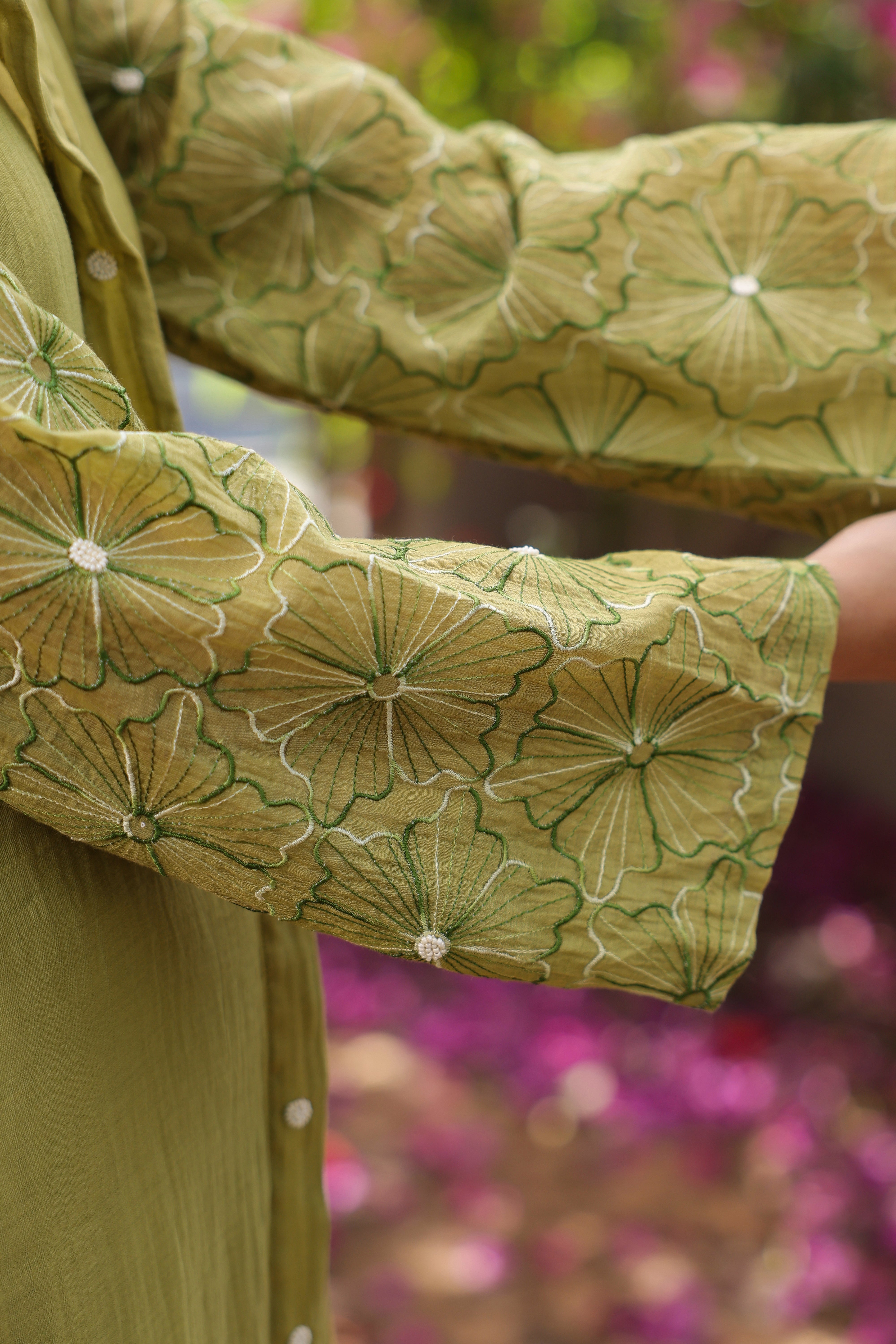Gul Green Sleeve Embroidered Coord Set