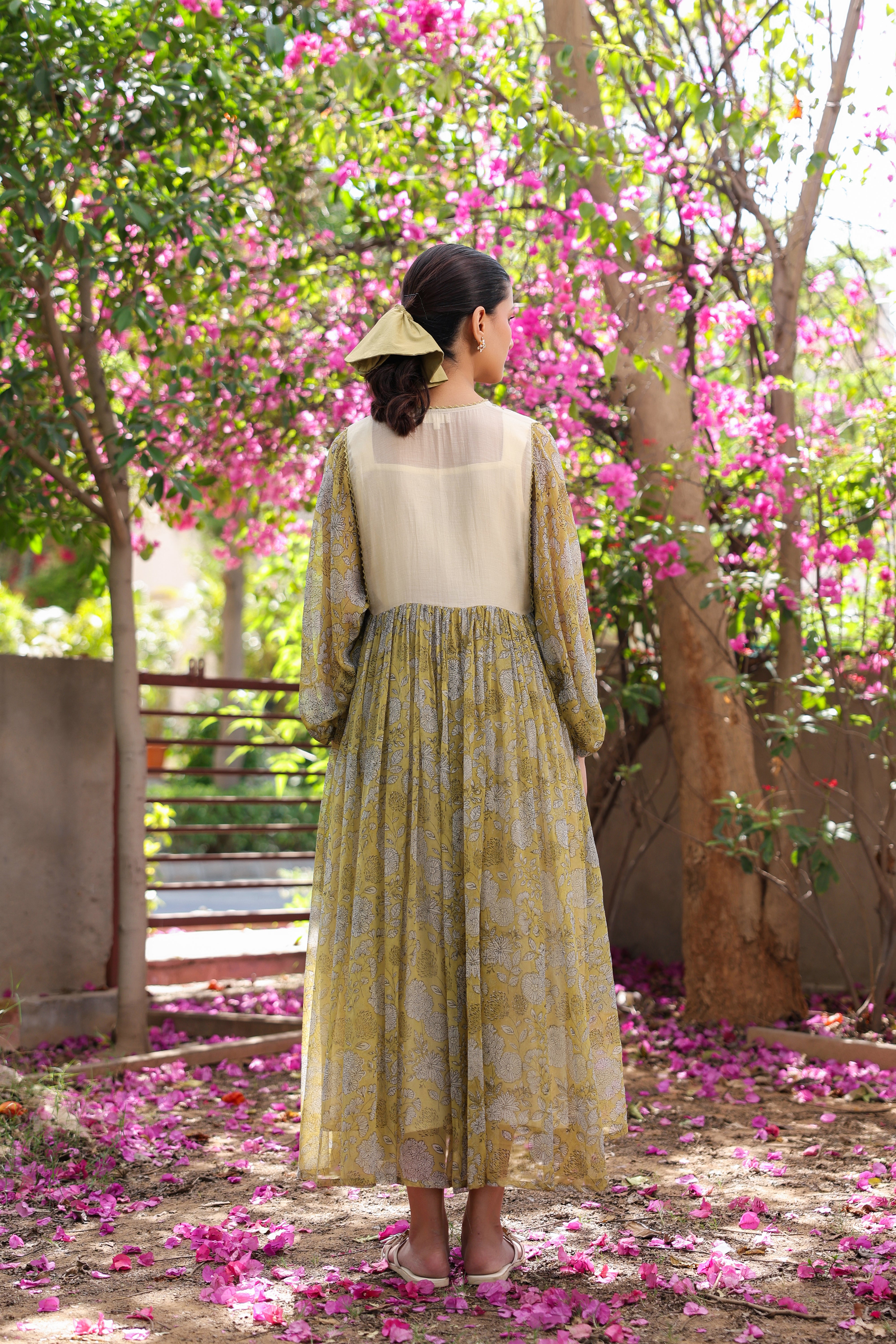Gul Green Chiiffon Printed Dress