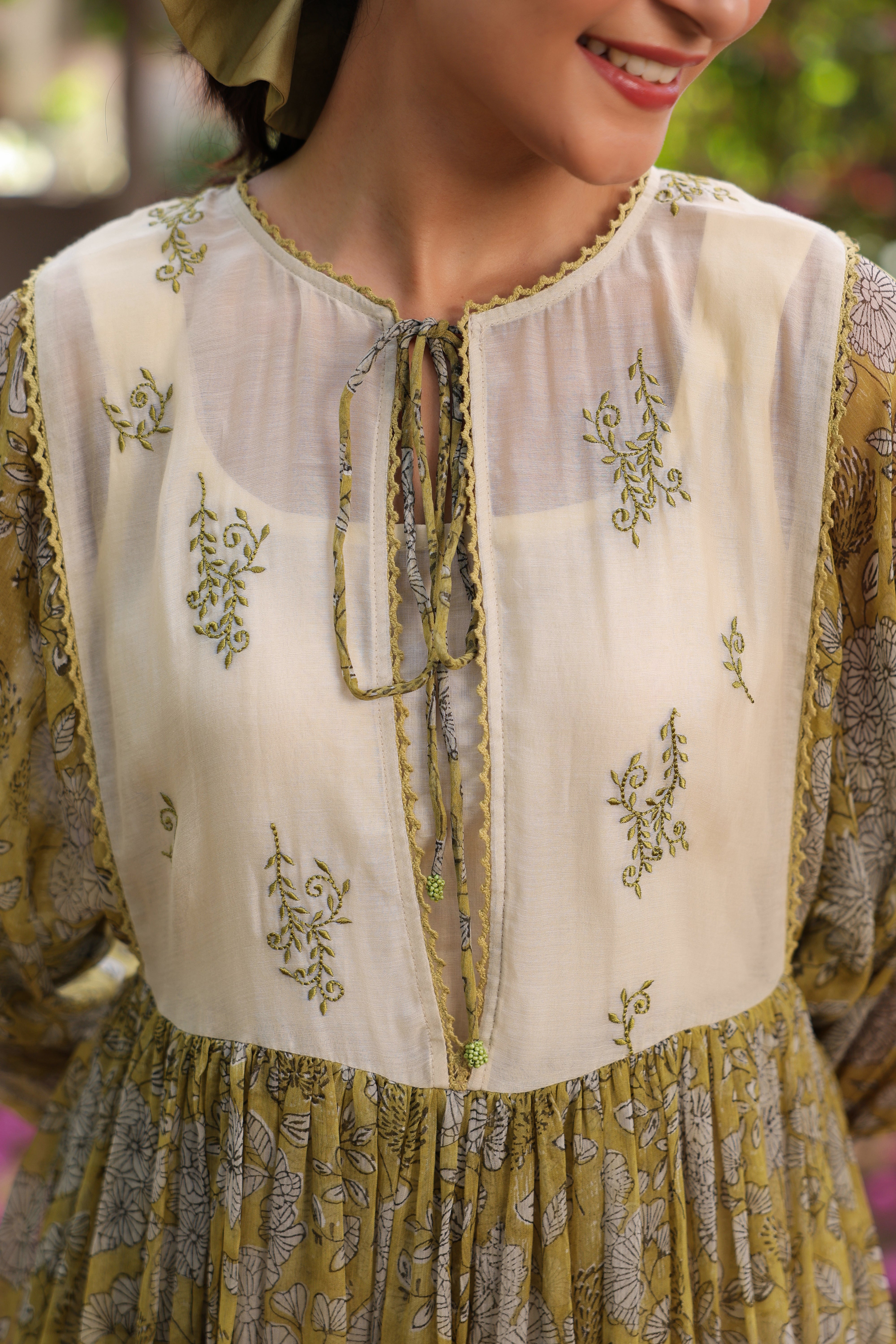 Gul Green Chiiffon Printed Dress