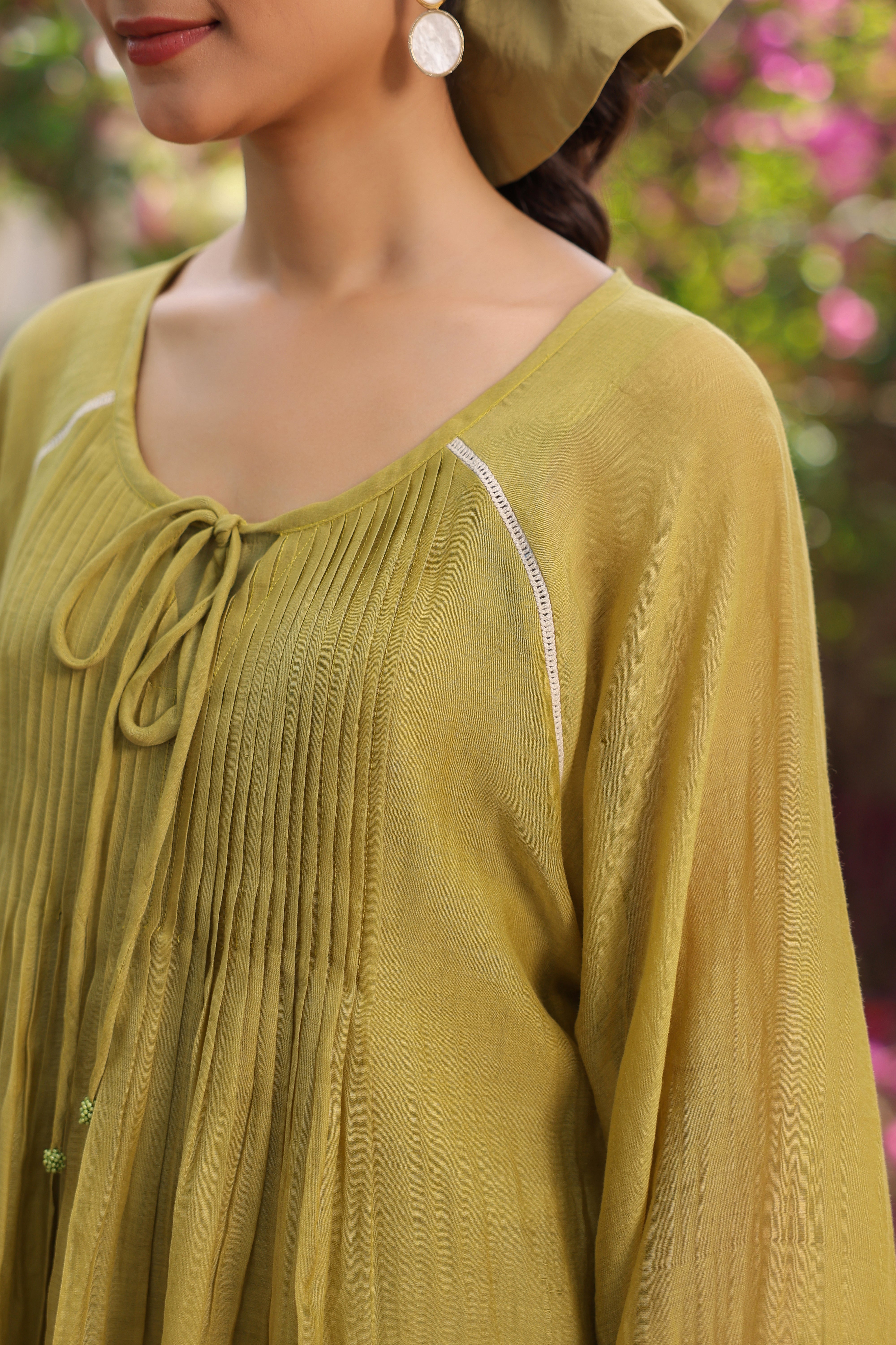 Gul Green Pintuck Embroidered Coord Set