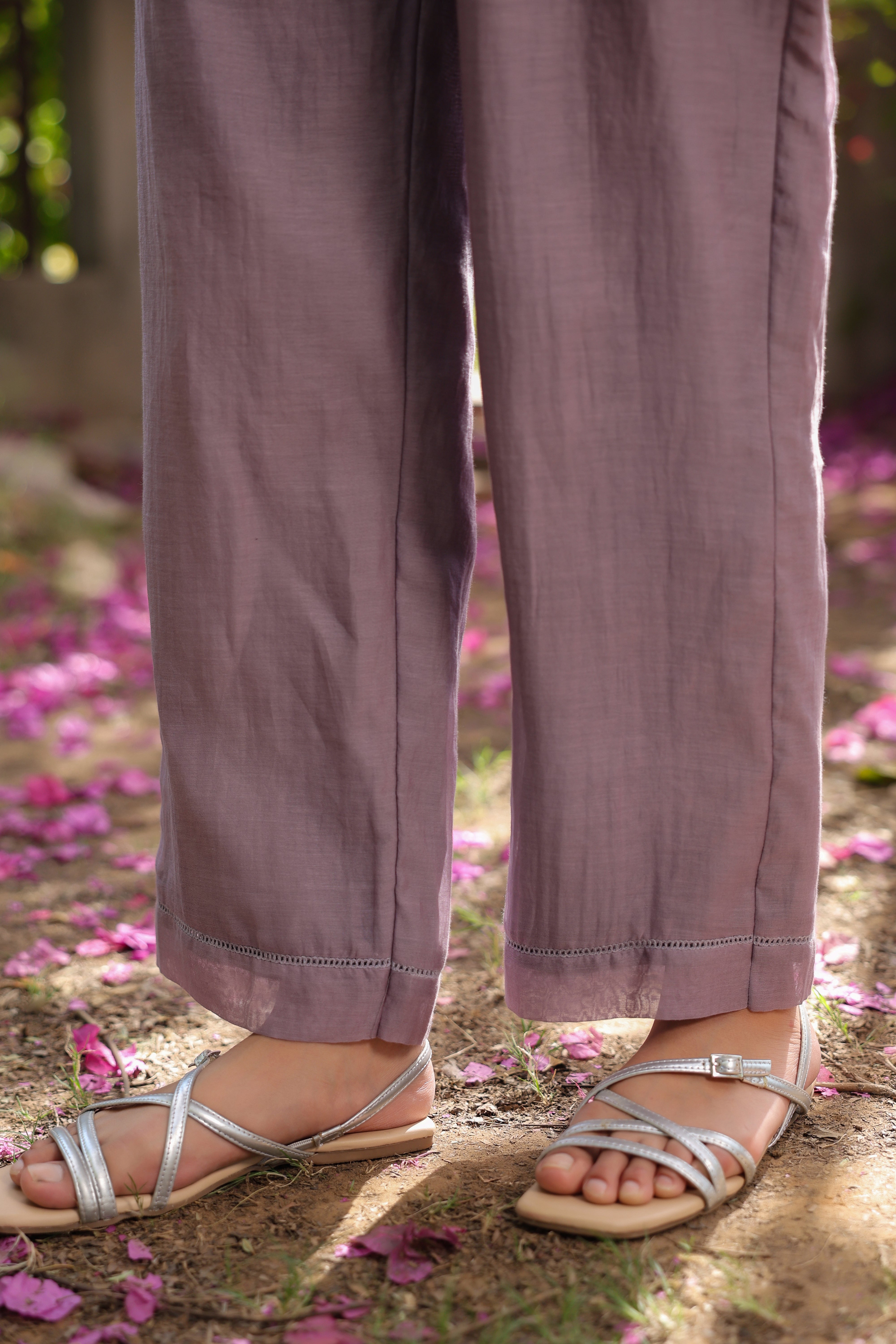 Gul Purple Pintuck Embroidered Coord Set
