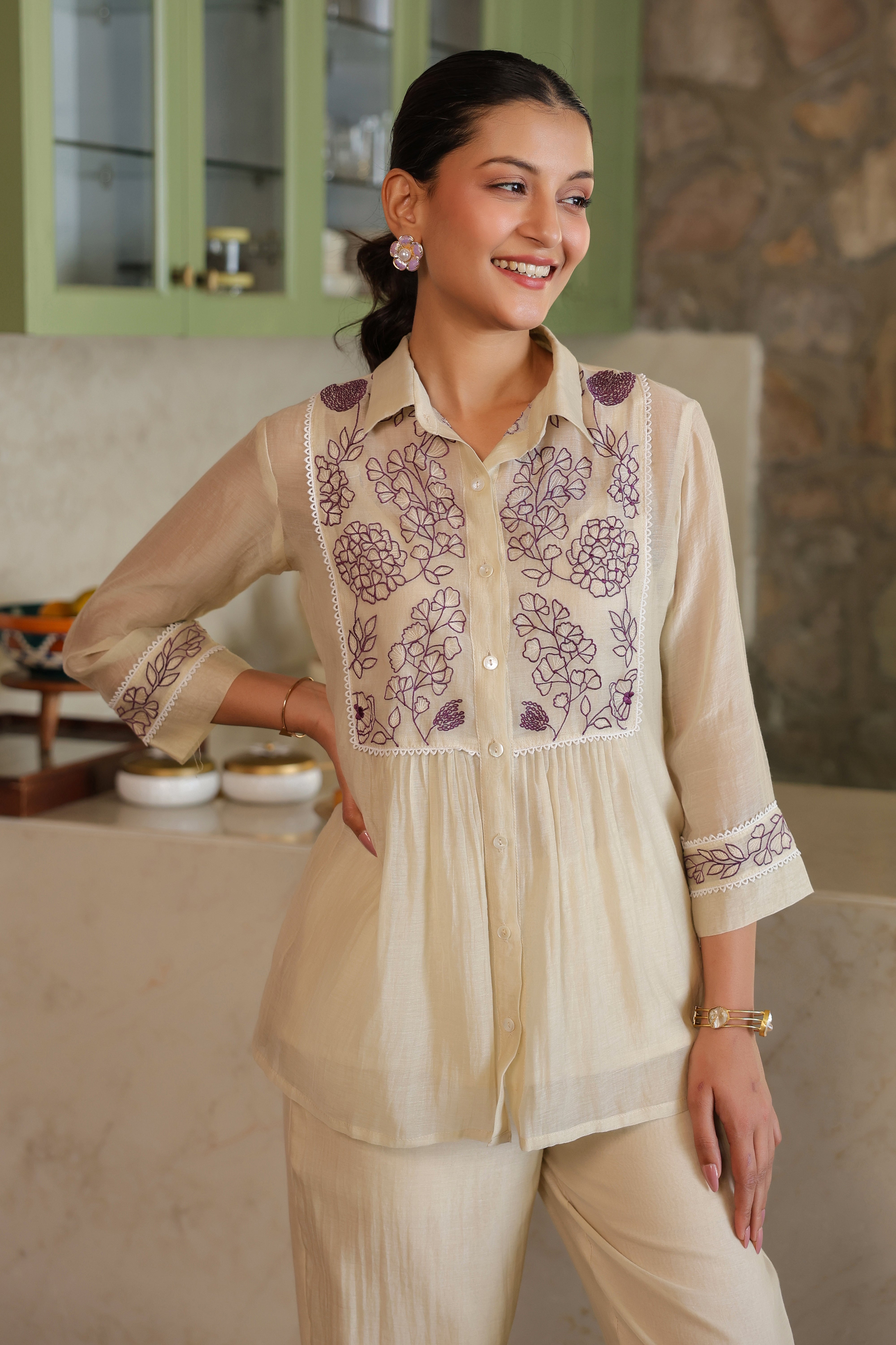 Gul Ivory Yoke Coord Set