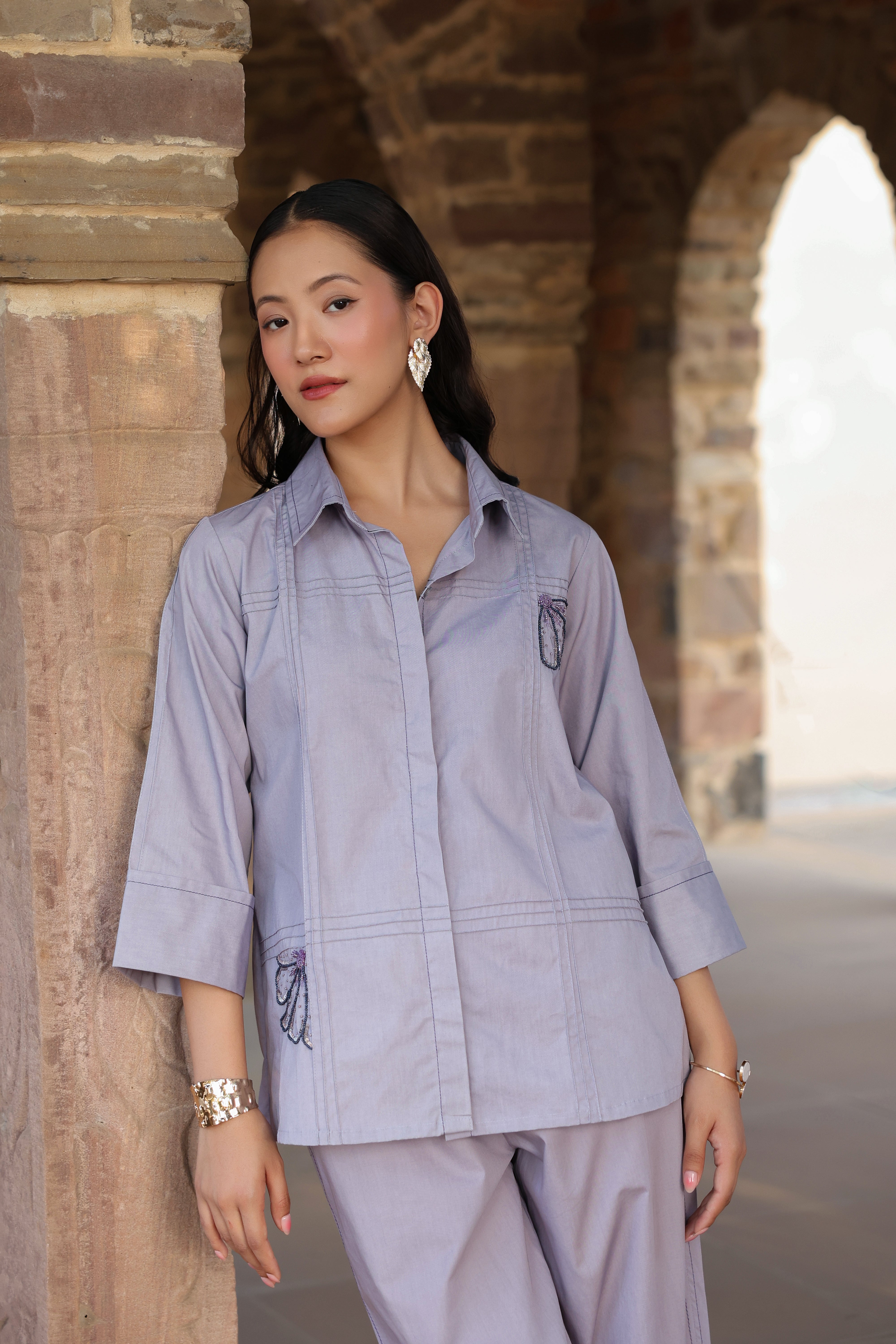 Pintuck Shirt Co-ord set