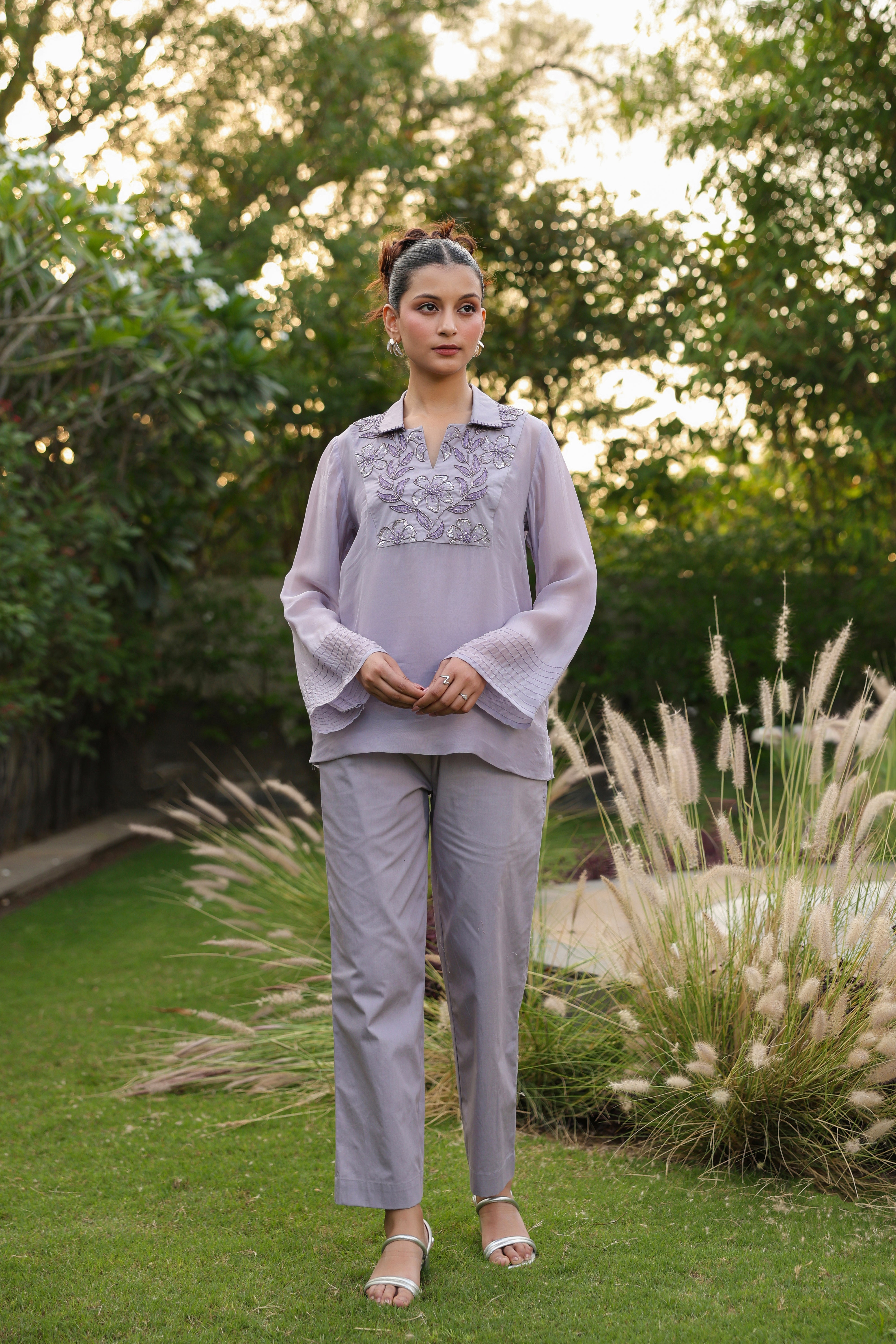 Purple Yoke Coord Set