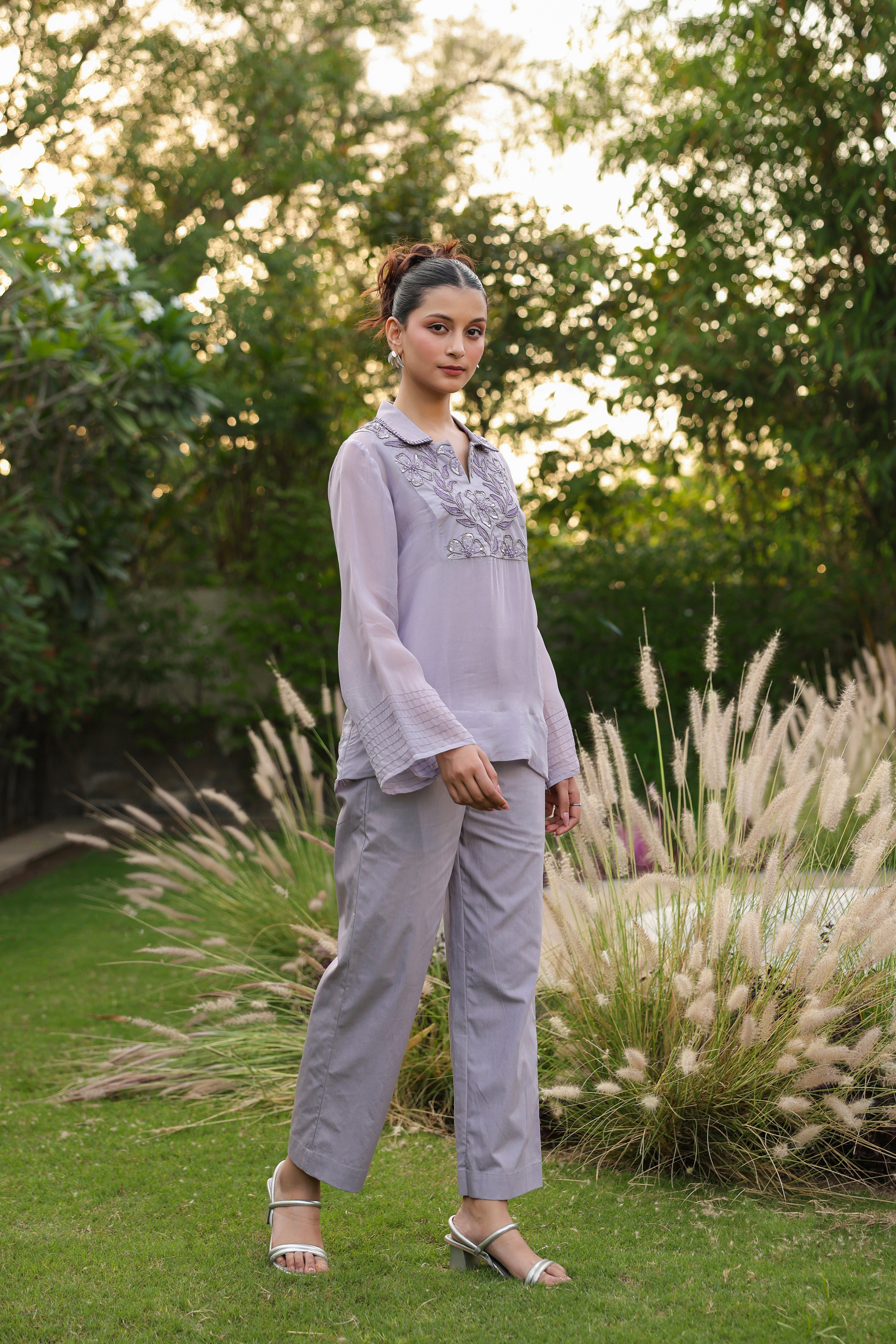 Purple Yoke Coord Set