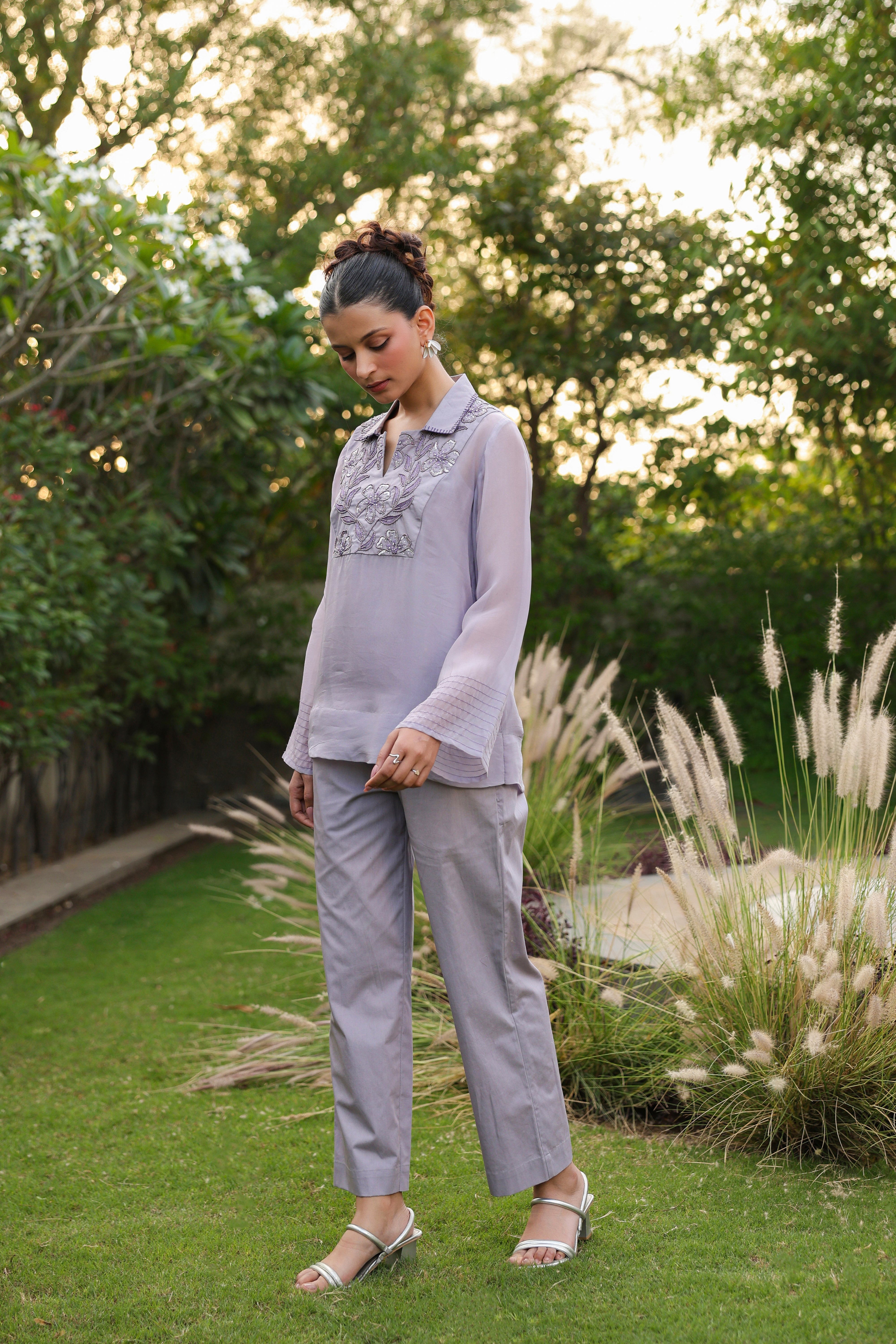 Purple Yoke Coord Set