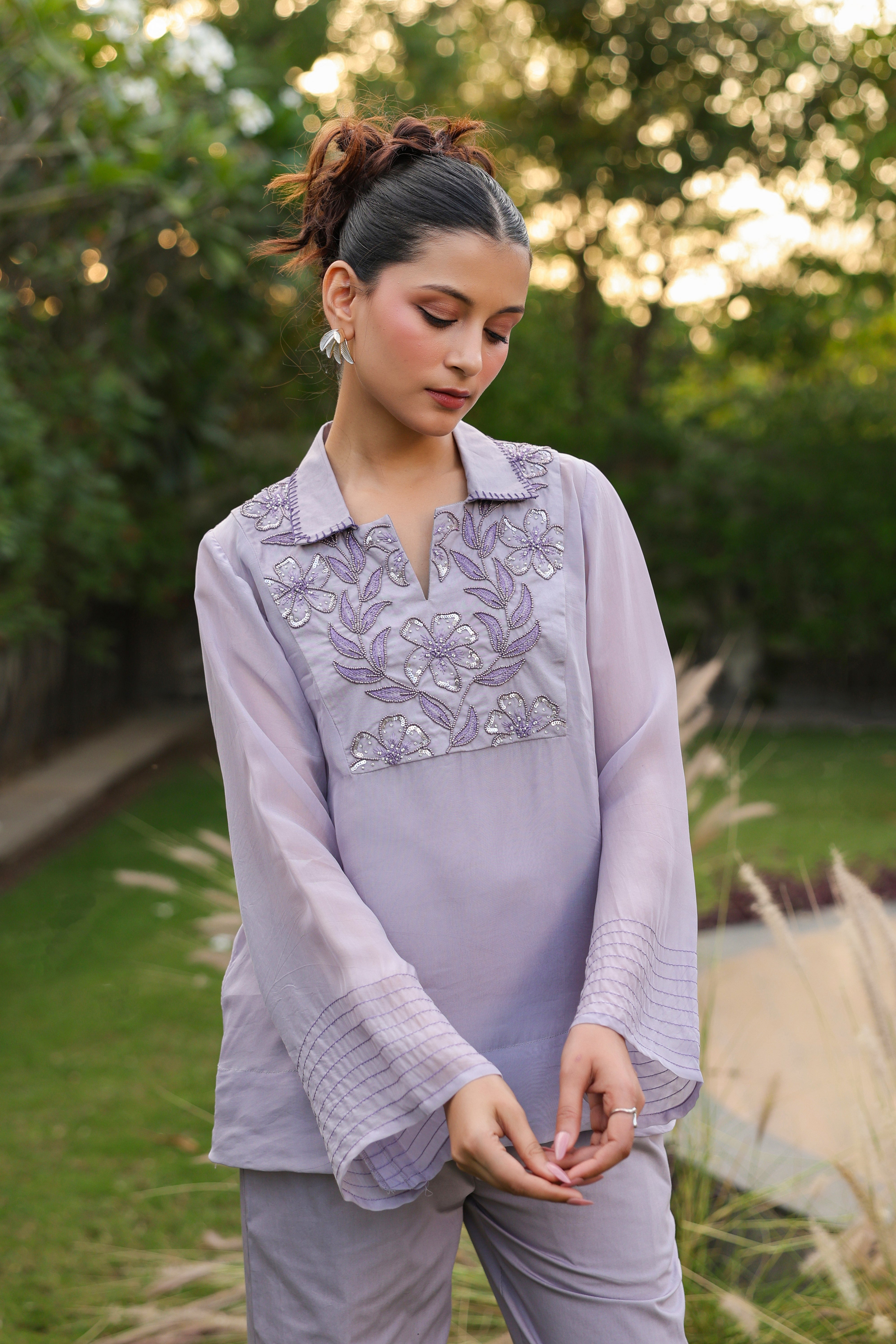 Purple Yoke Coord Set