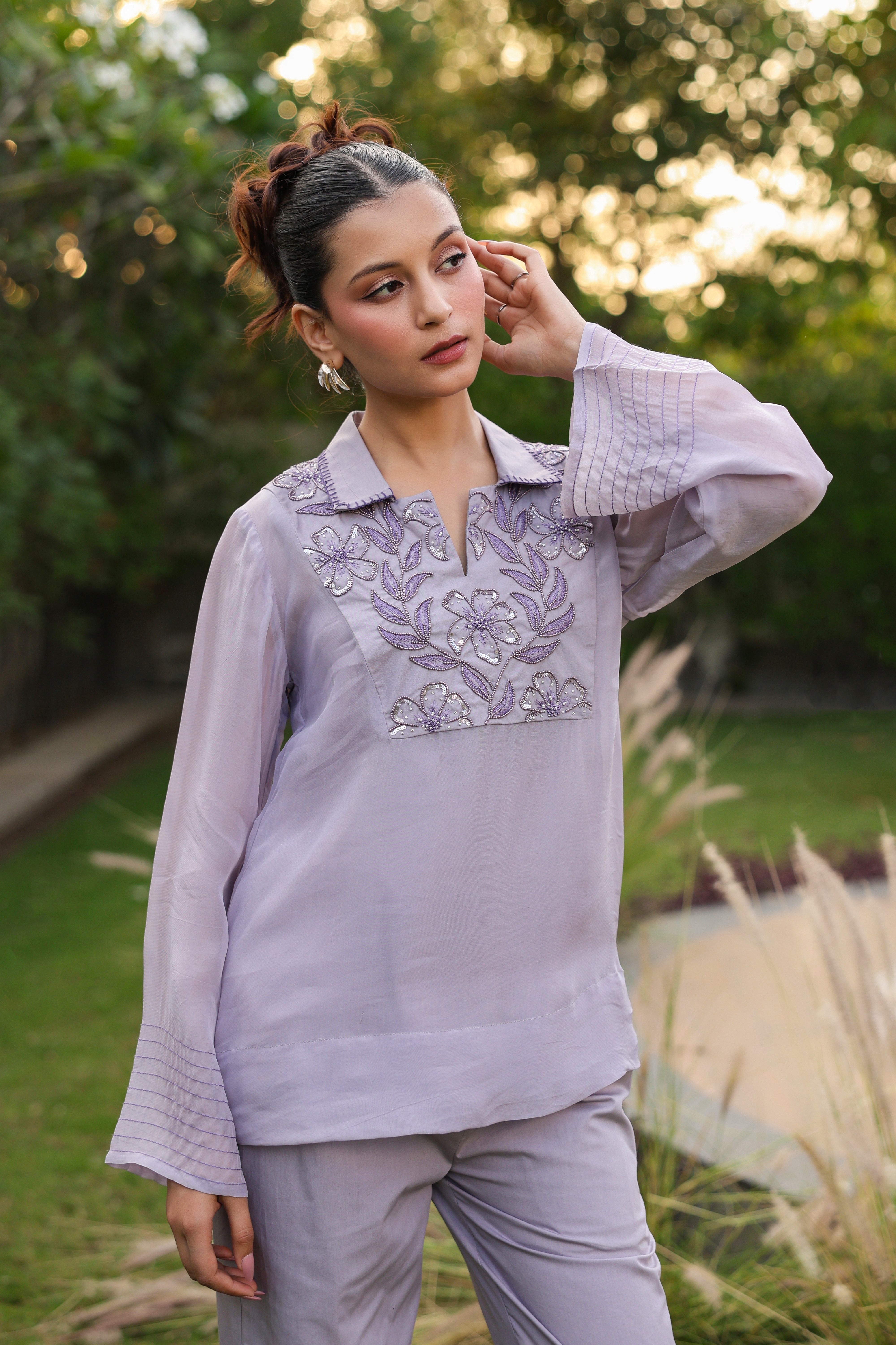 Purple Yoke Coord Set