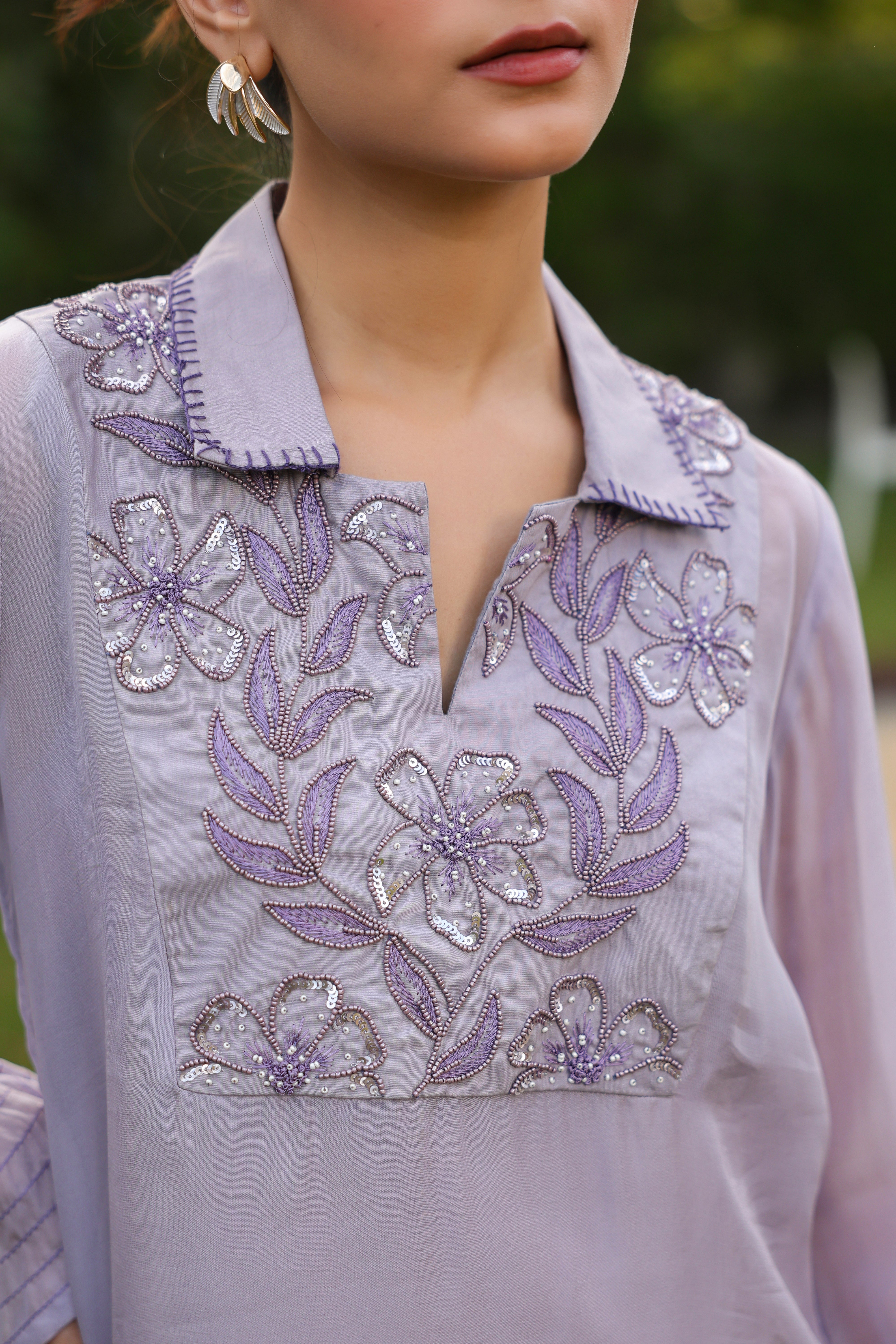 Purple Yoke Coord Set