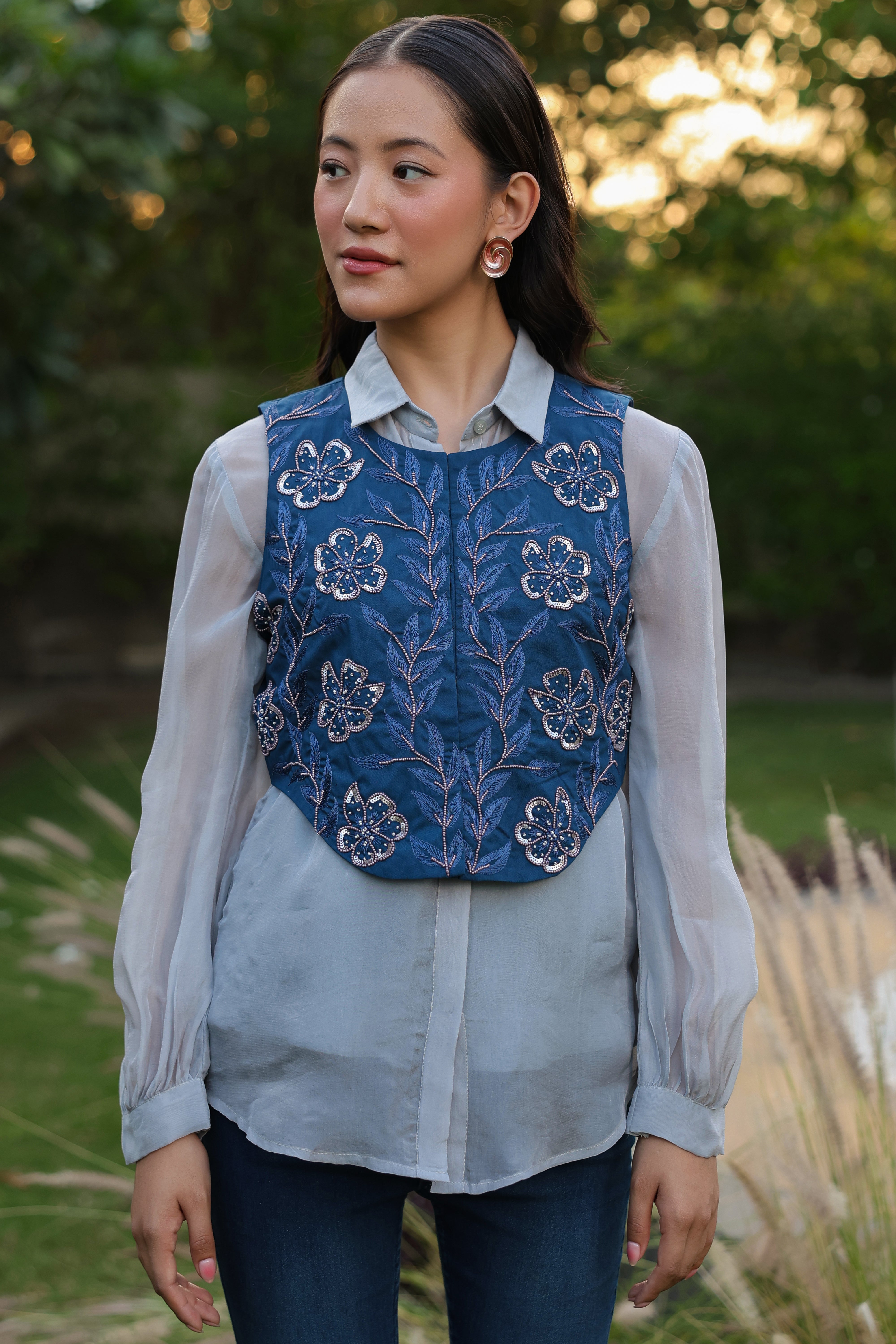 Organza Shirt with Vest