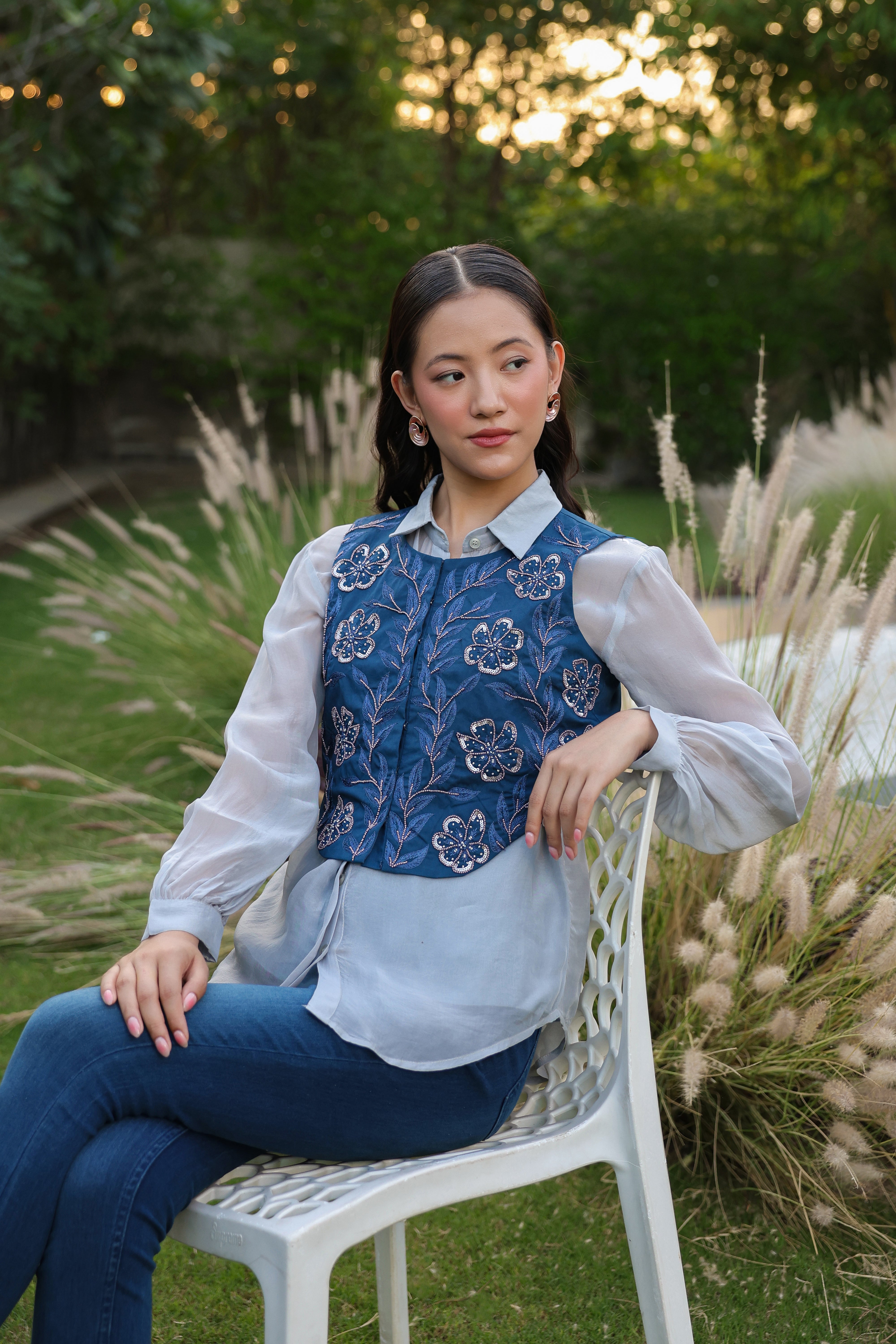 Organza Shirt with Vest