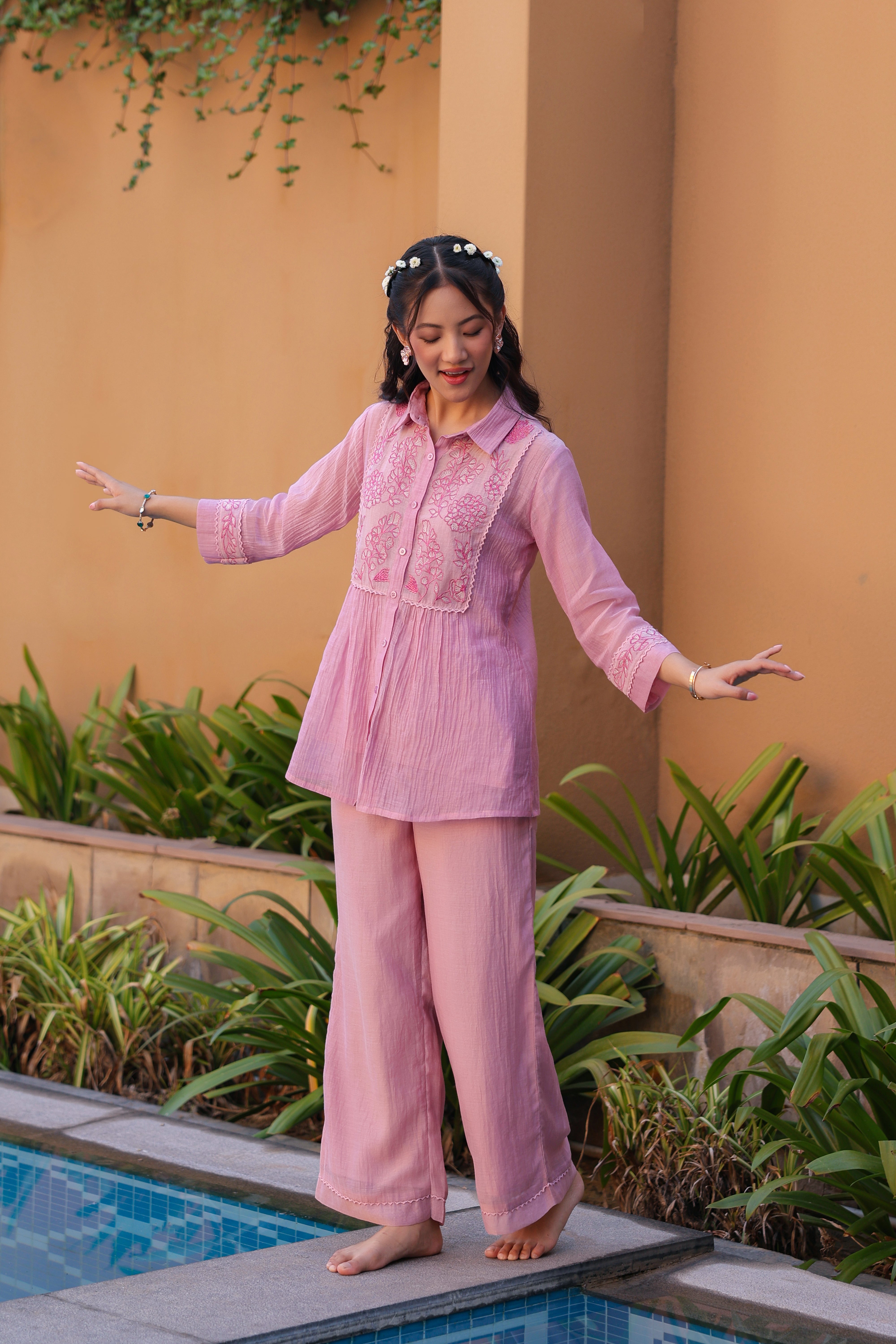 Gul Pink Yoke Coord Set