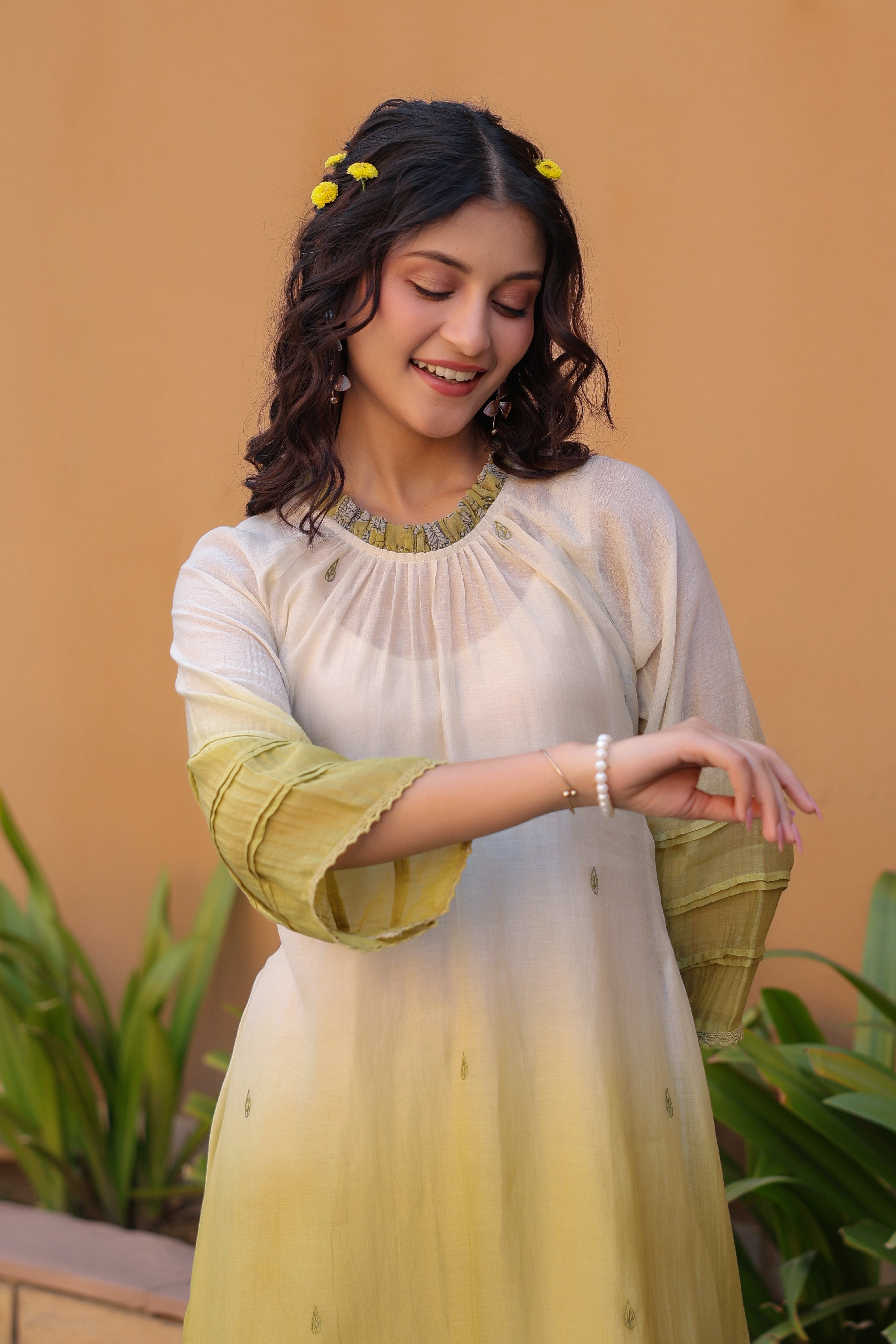 Gul Green Ombre Frill Dress