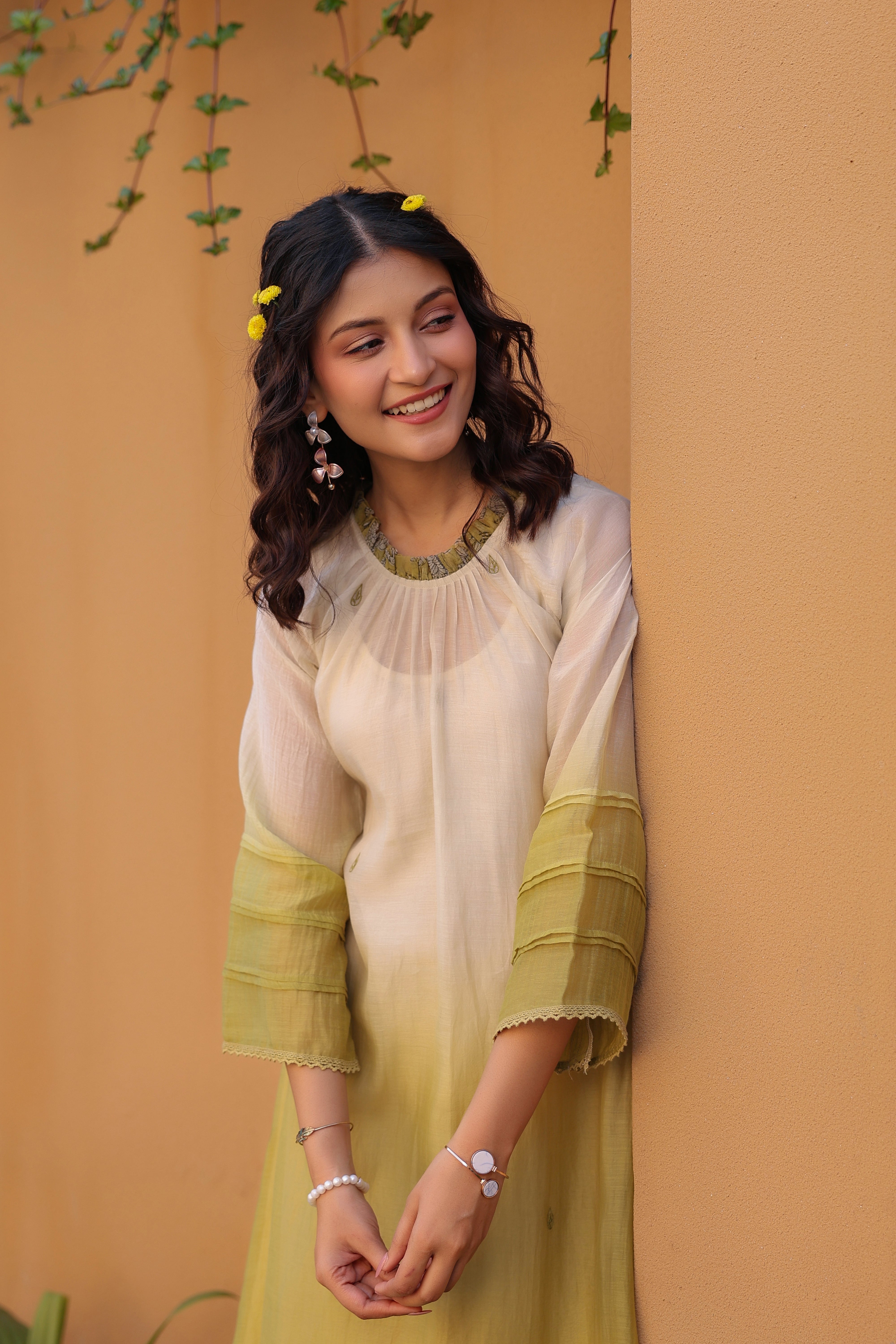 Gul Green Ombre Frill Dress