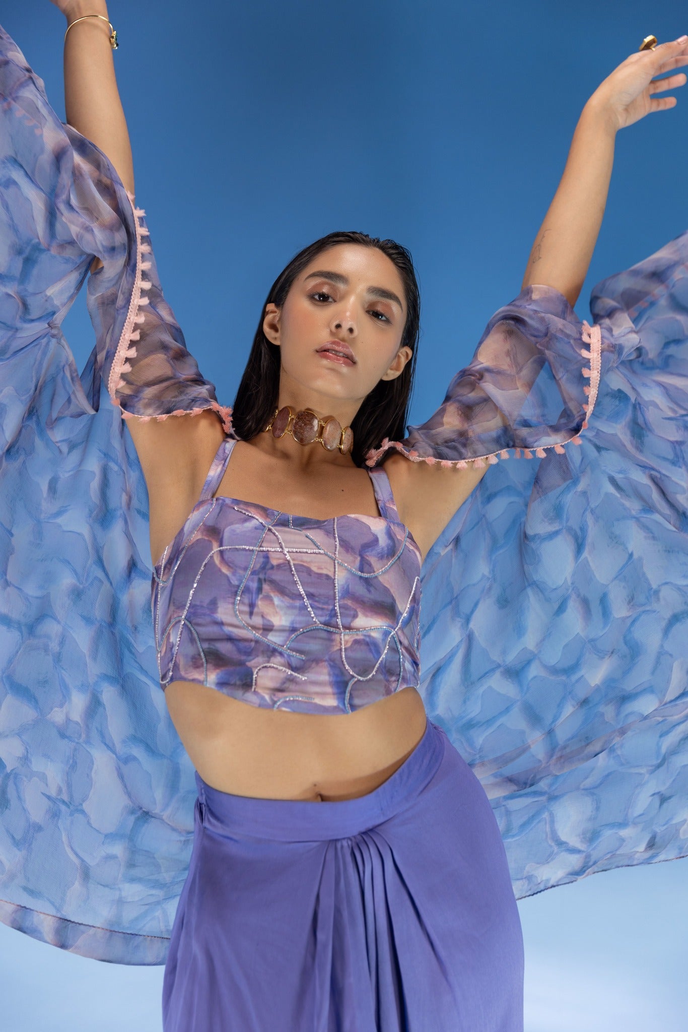 Marble Dhoti skirt set-3PCS