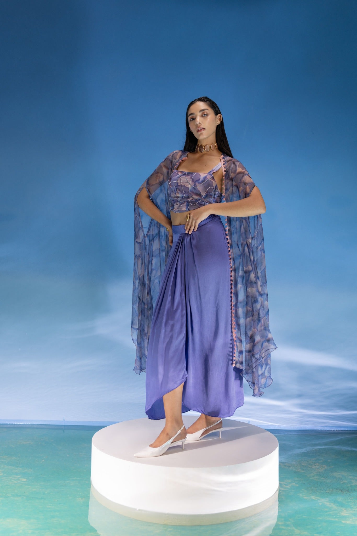 Marble Dhoti skirt set-3PCS