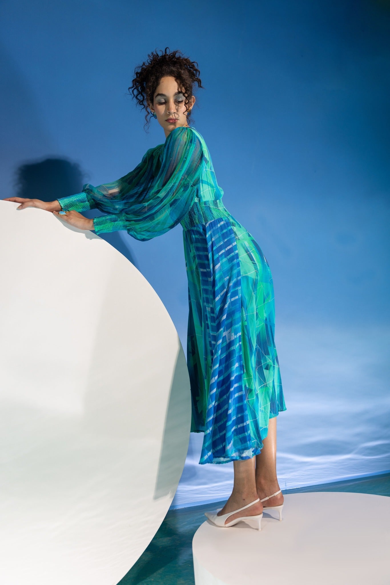 Stripes Green Smocking Dress