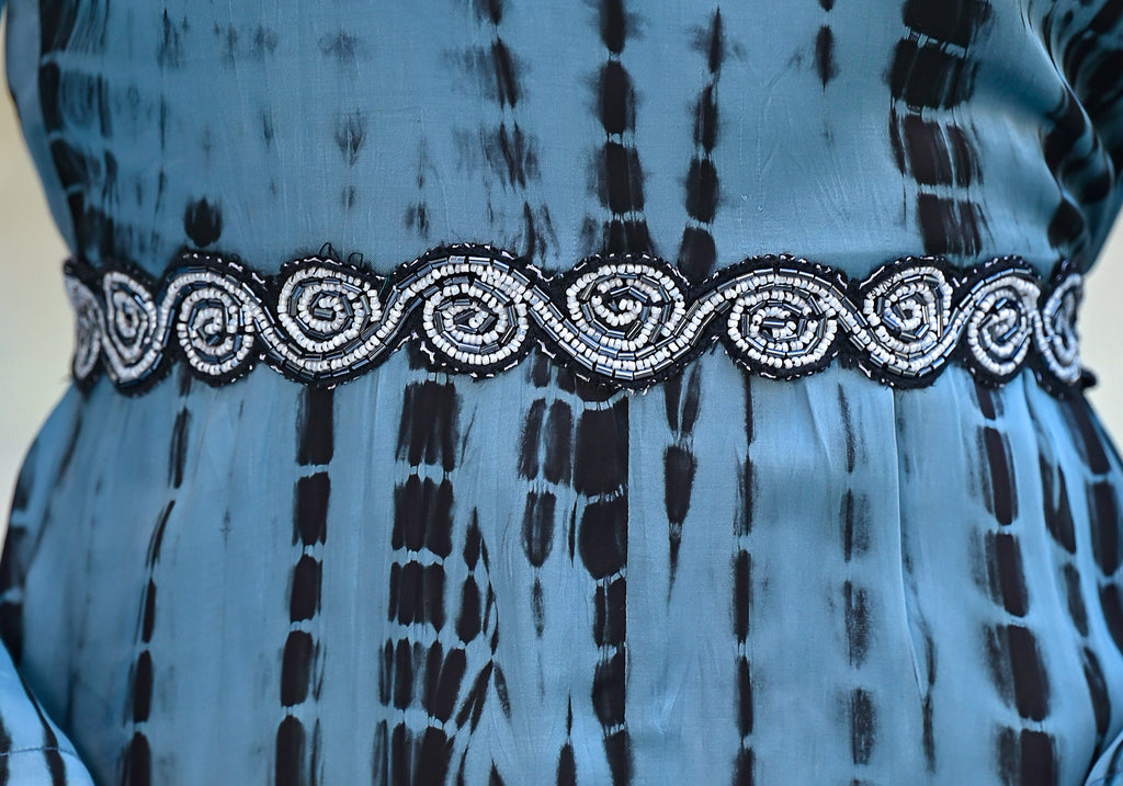 Tie-Dye Cowl Cotton Satin Dress