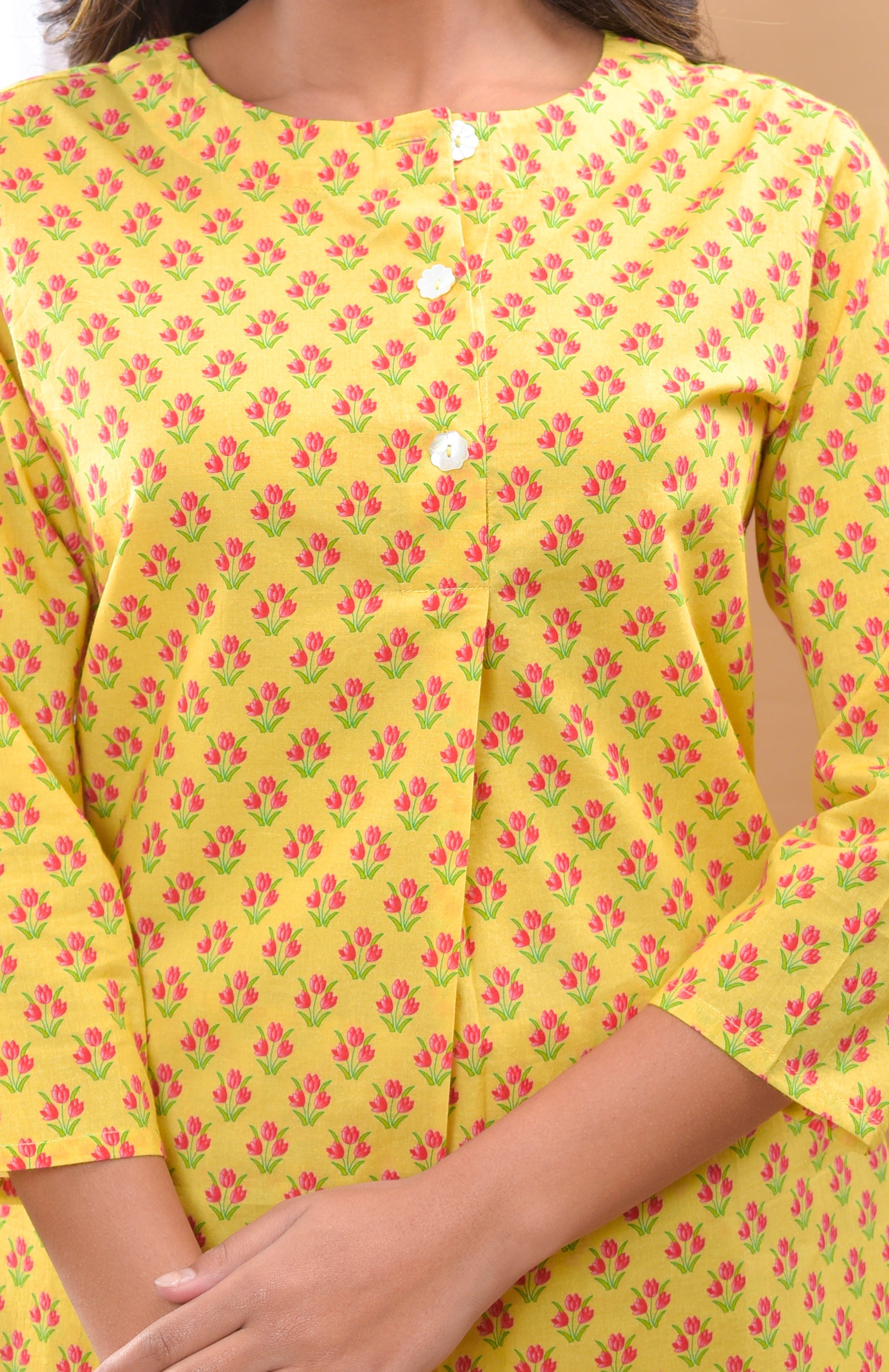 Mughal Yellow Buti Night Wear