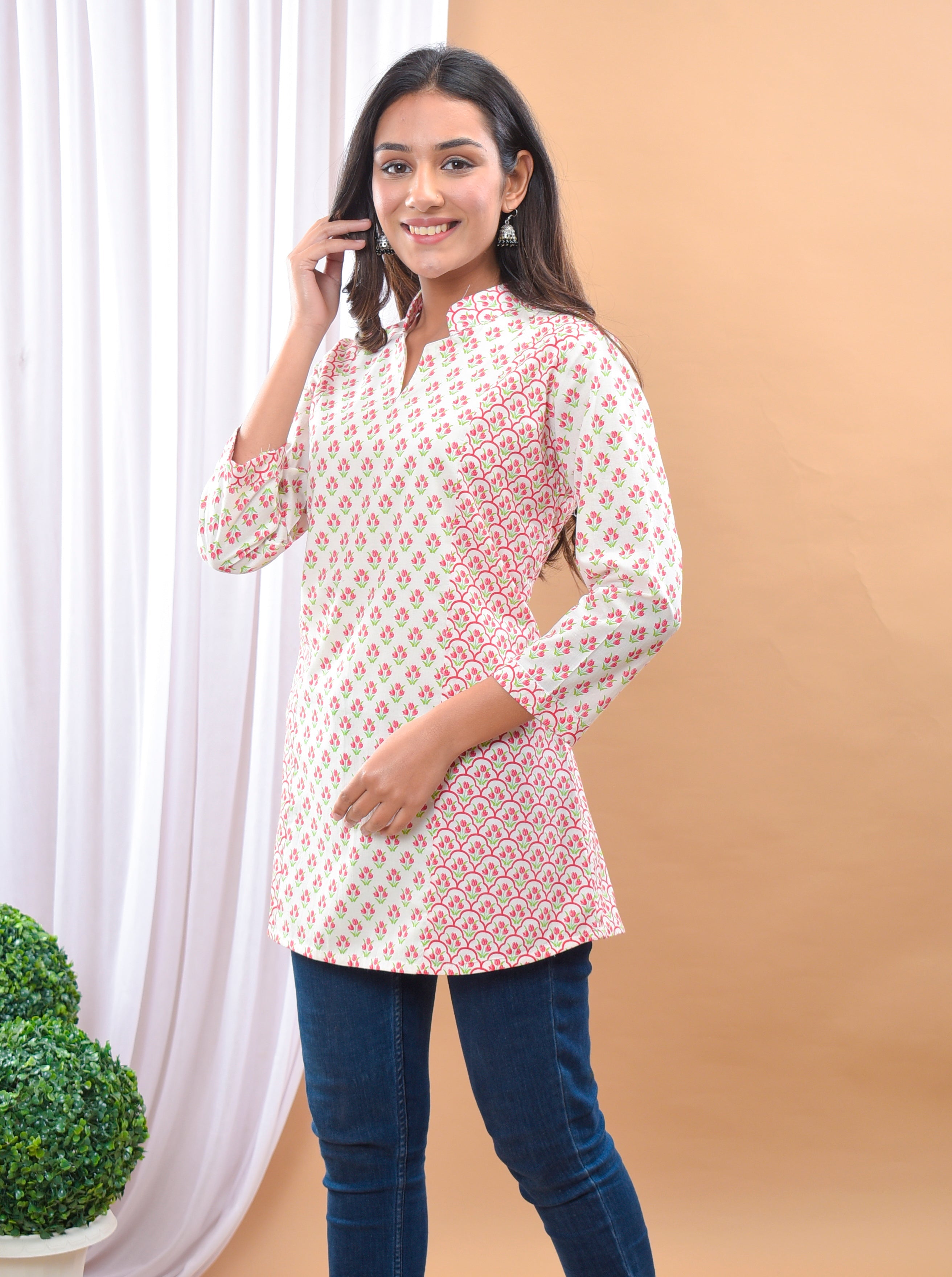 Peony Tulip Cotton Short Kurti