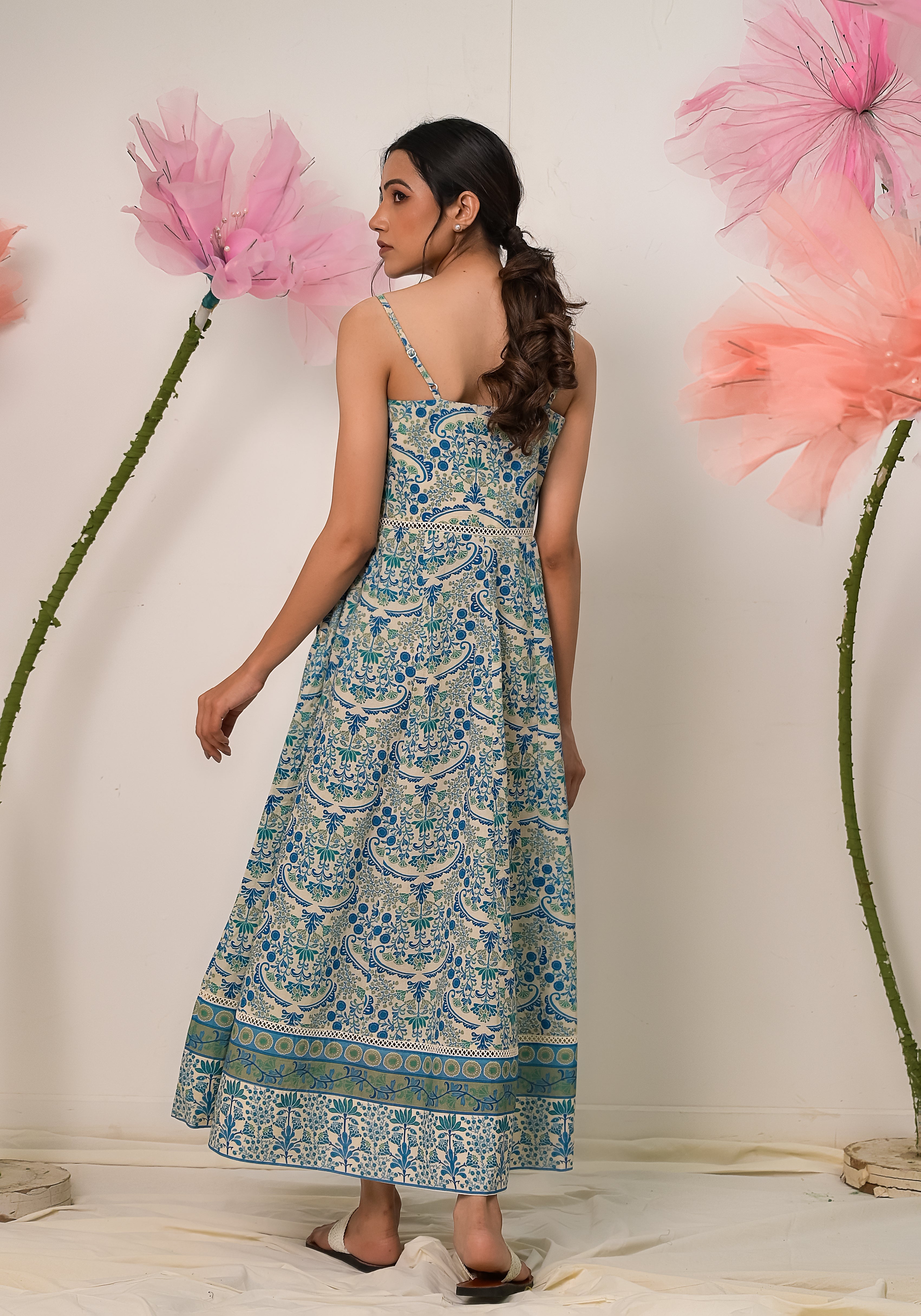 Florentina contemporary floral Print strap cotton dress