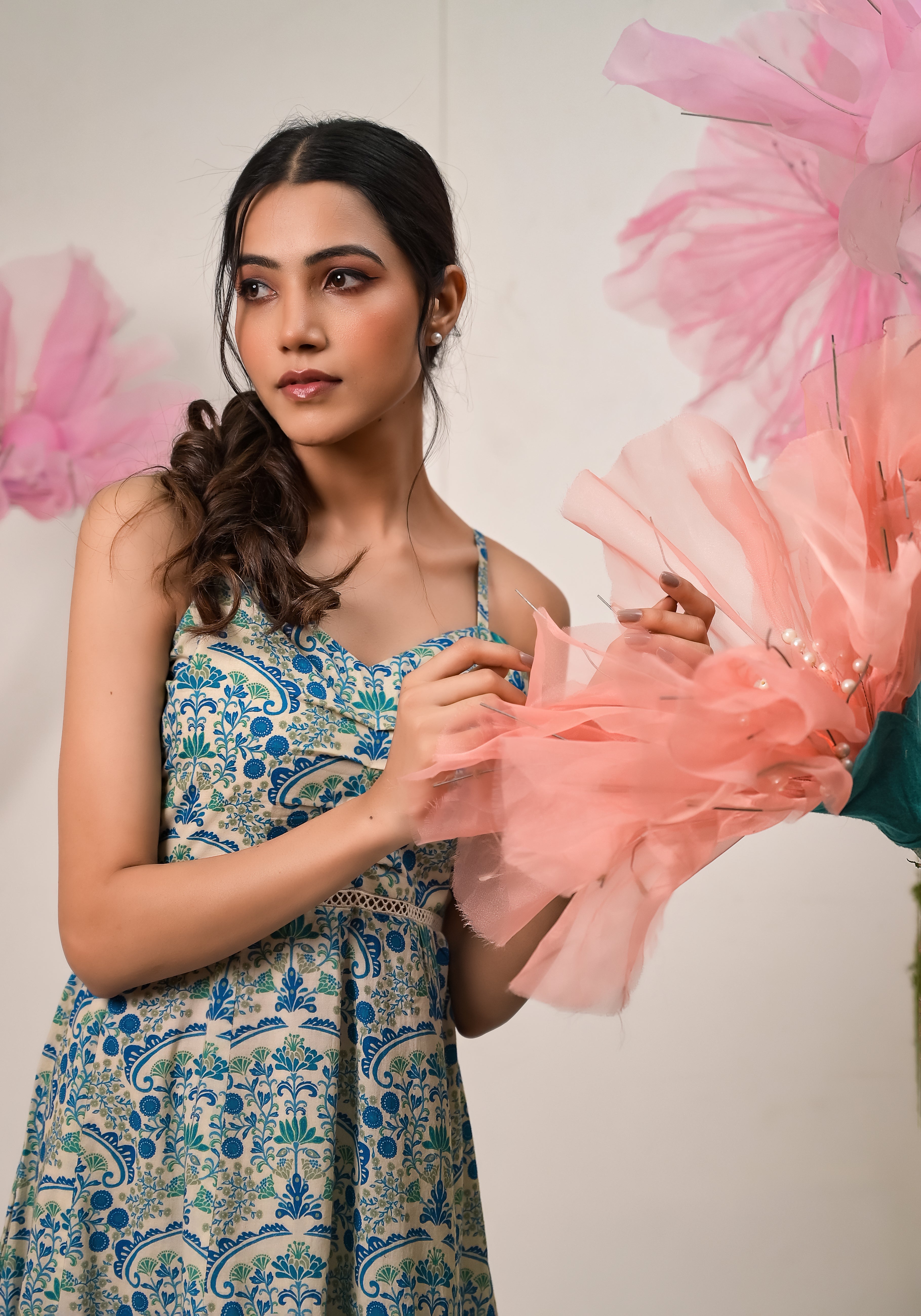 Florentina contemporary floral Print strap cotton dress