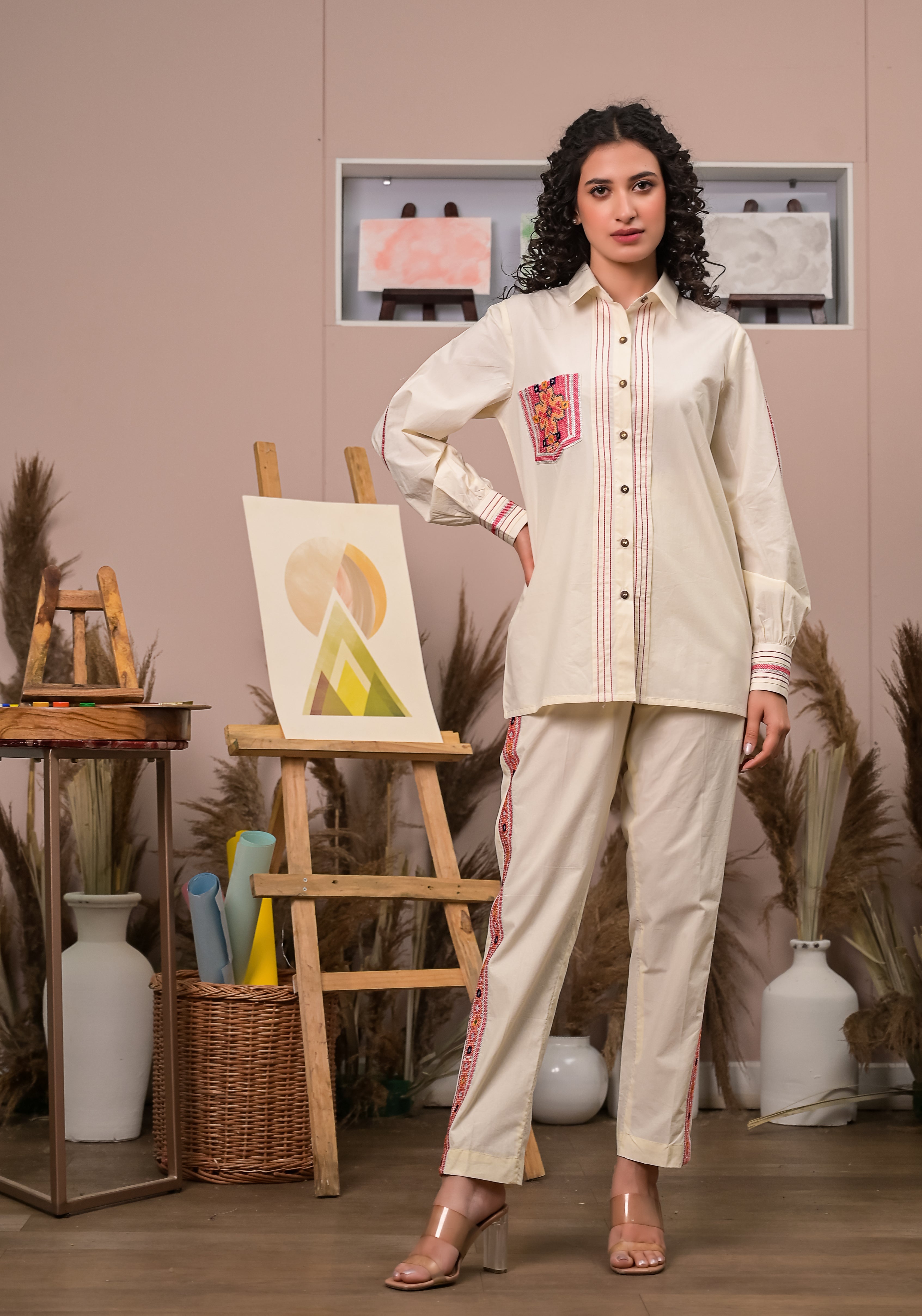 Beige Patch Pocket Shirt Co-ord (Set of 2)