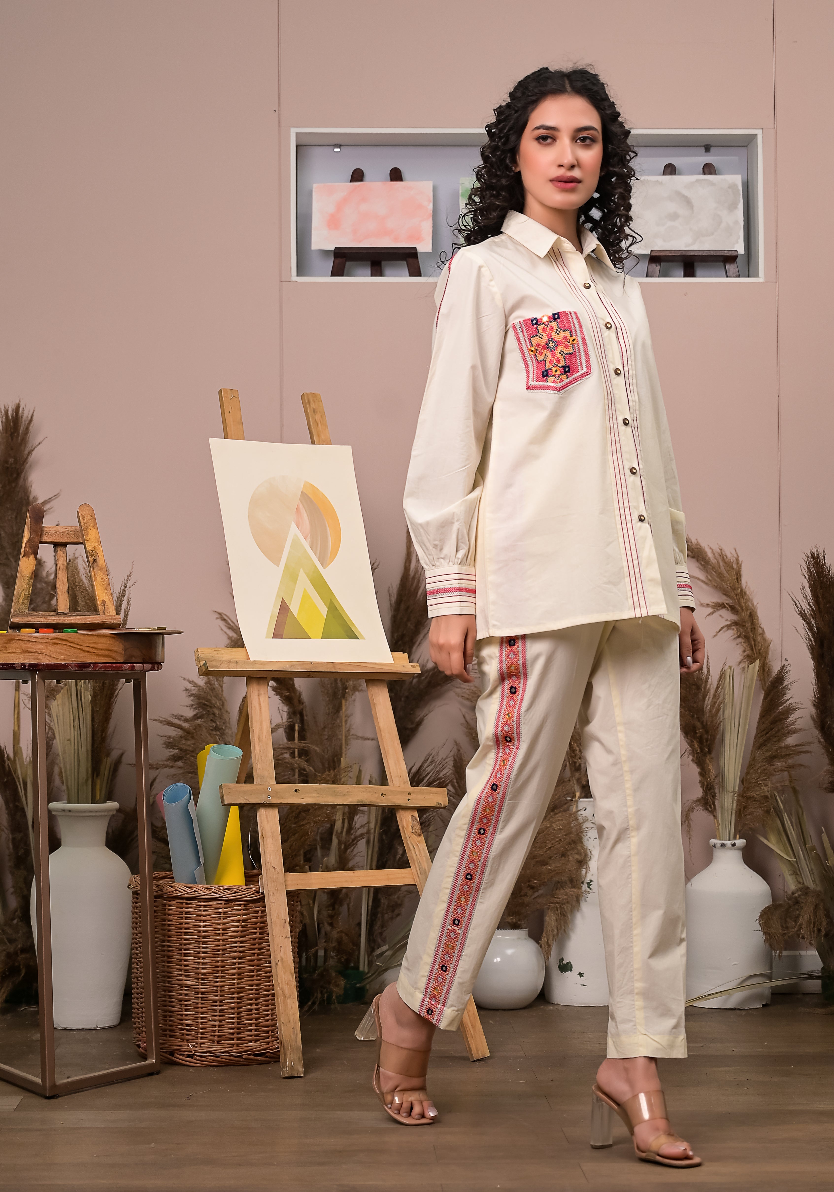 Beige Patch Pocket Shirt Co-ord (Set of 2)