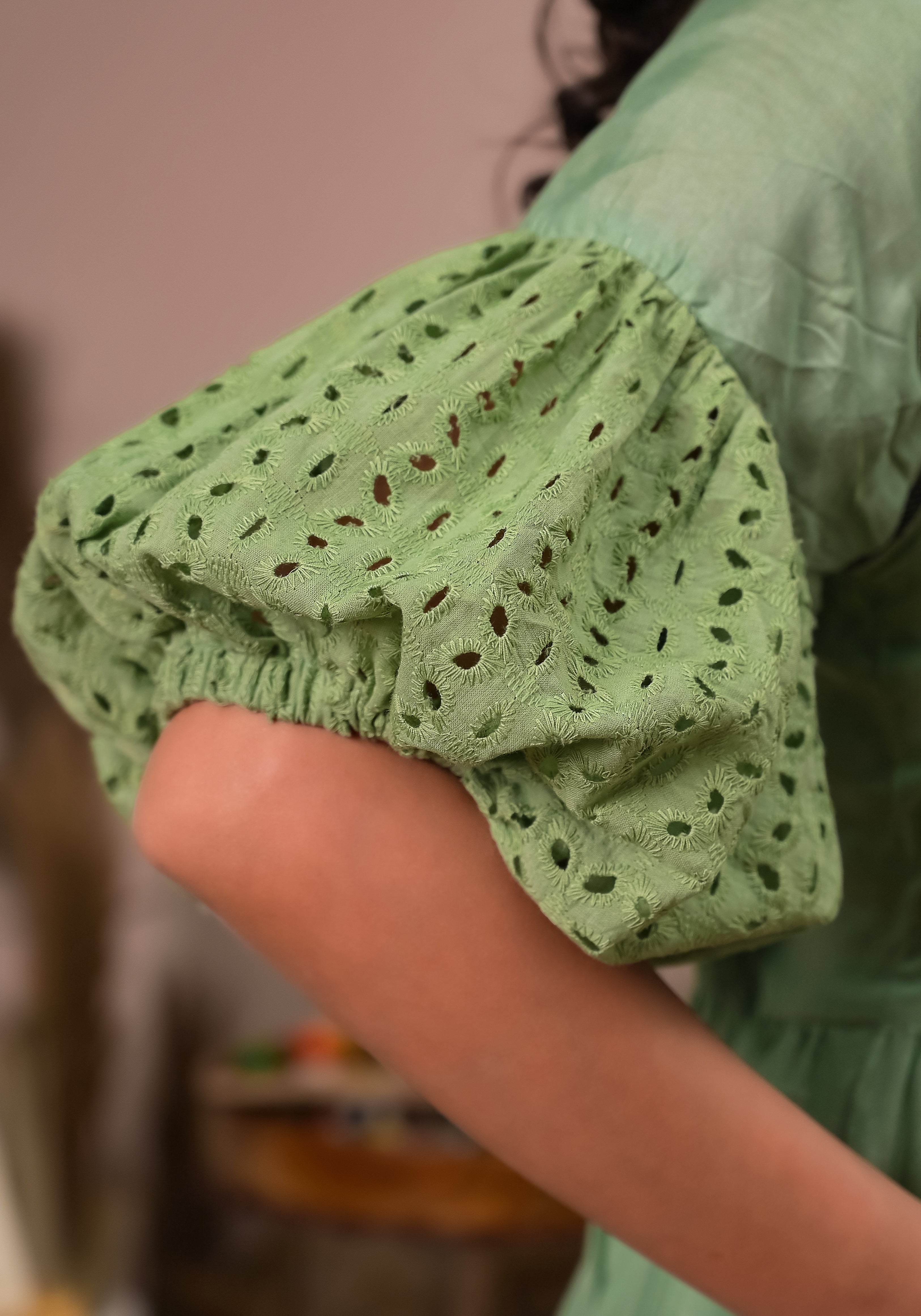 Boho Green Patch Pocket Dress