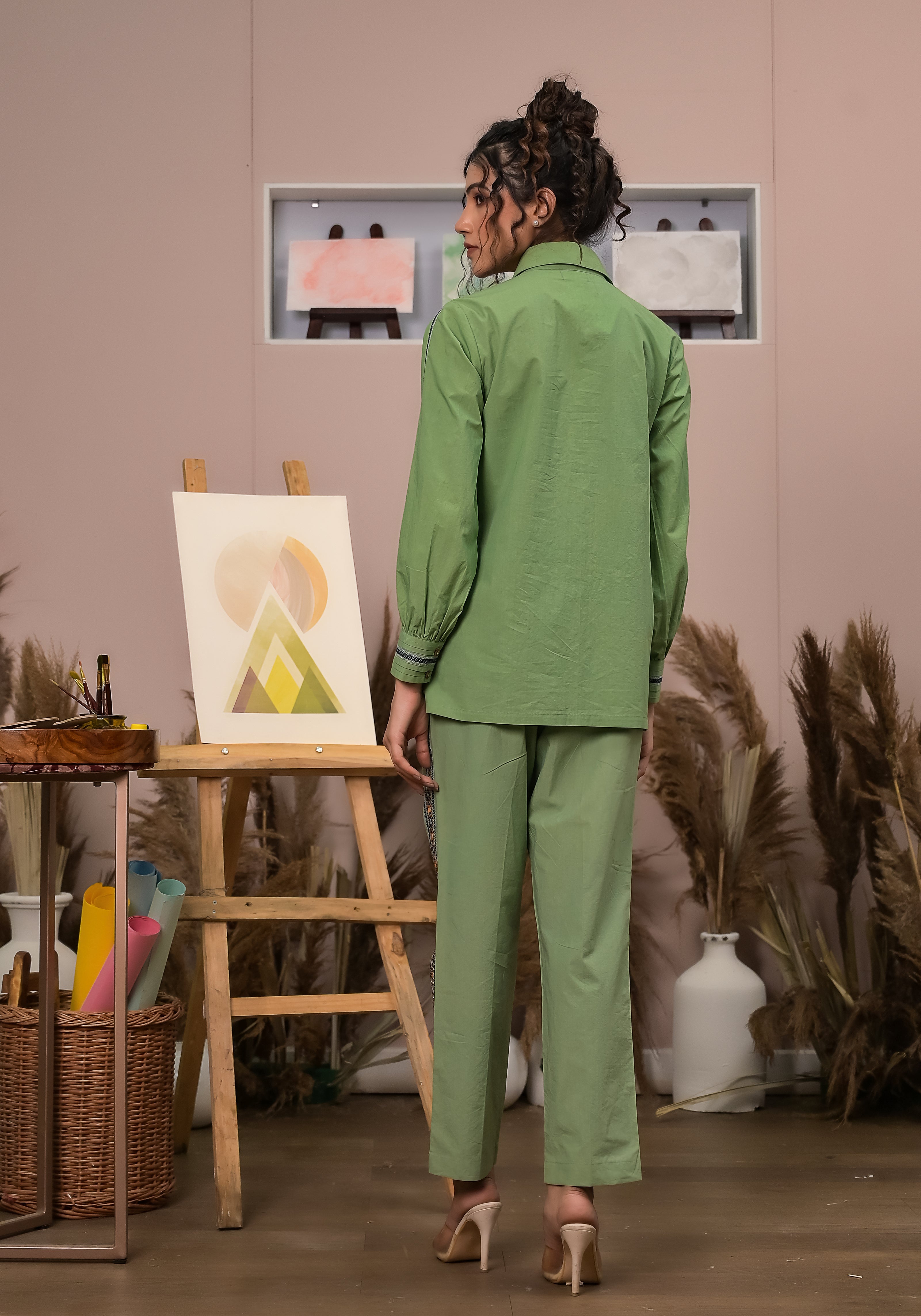 Green Patch Pocket Shirt Co-ord (Set of 2)