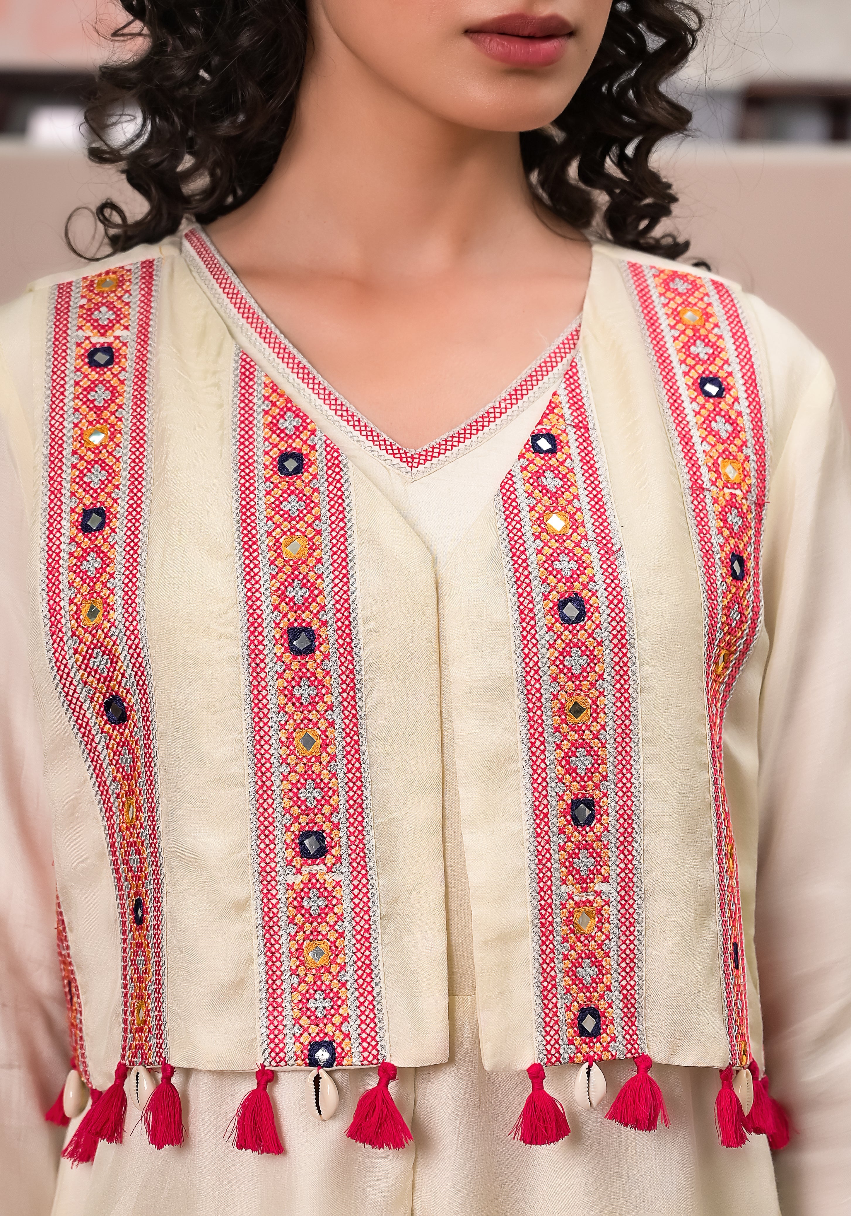 Boho Beige Jumper Jacket Dress (Set of 2)