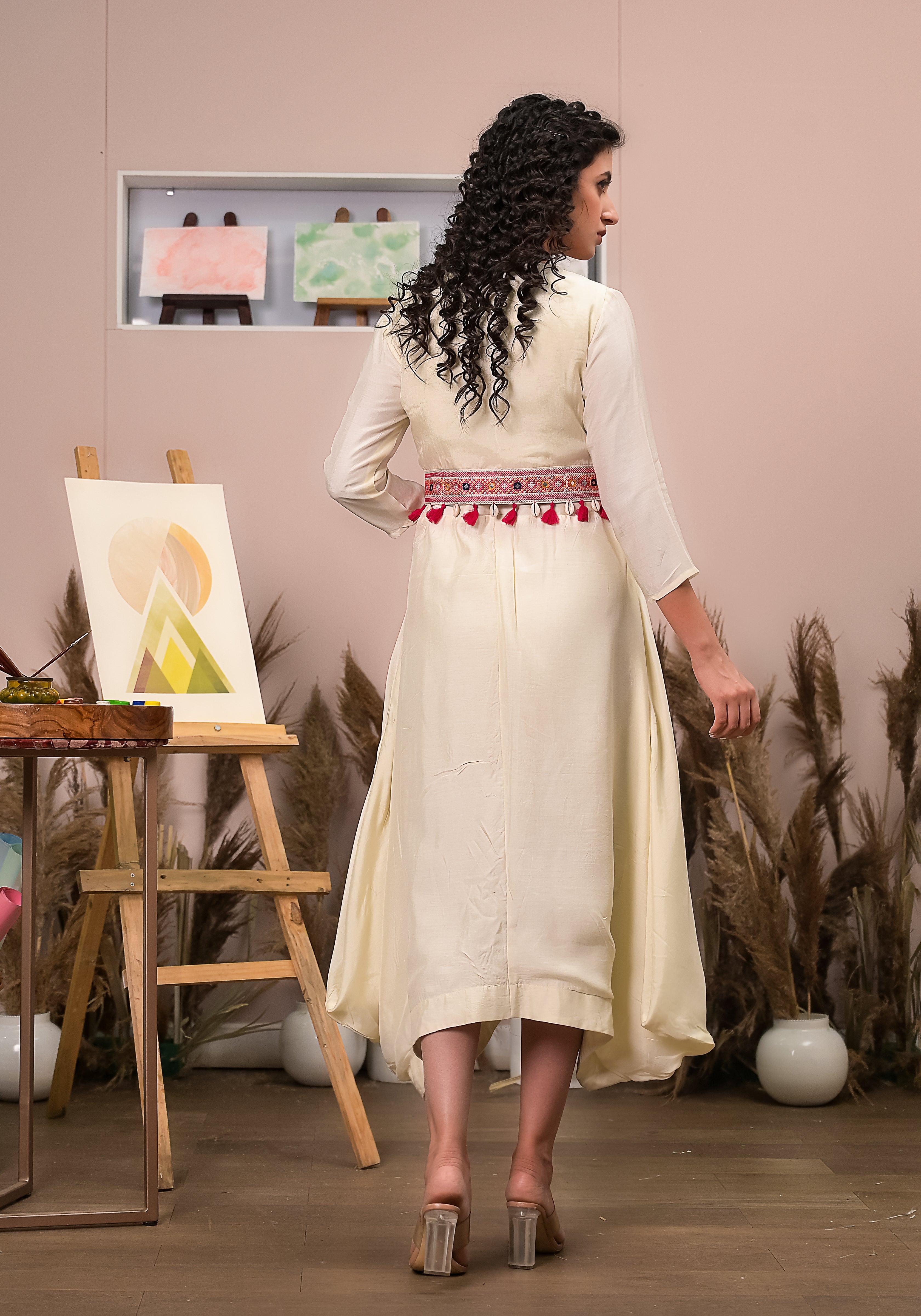 Boho Beige Jumper Jacket Dress (Set of 2)