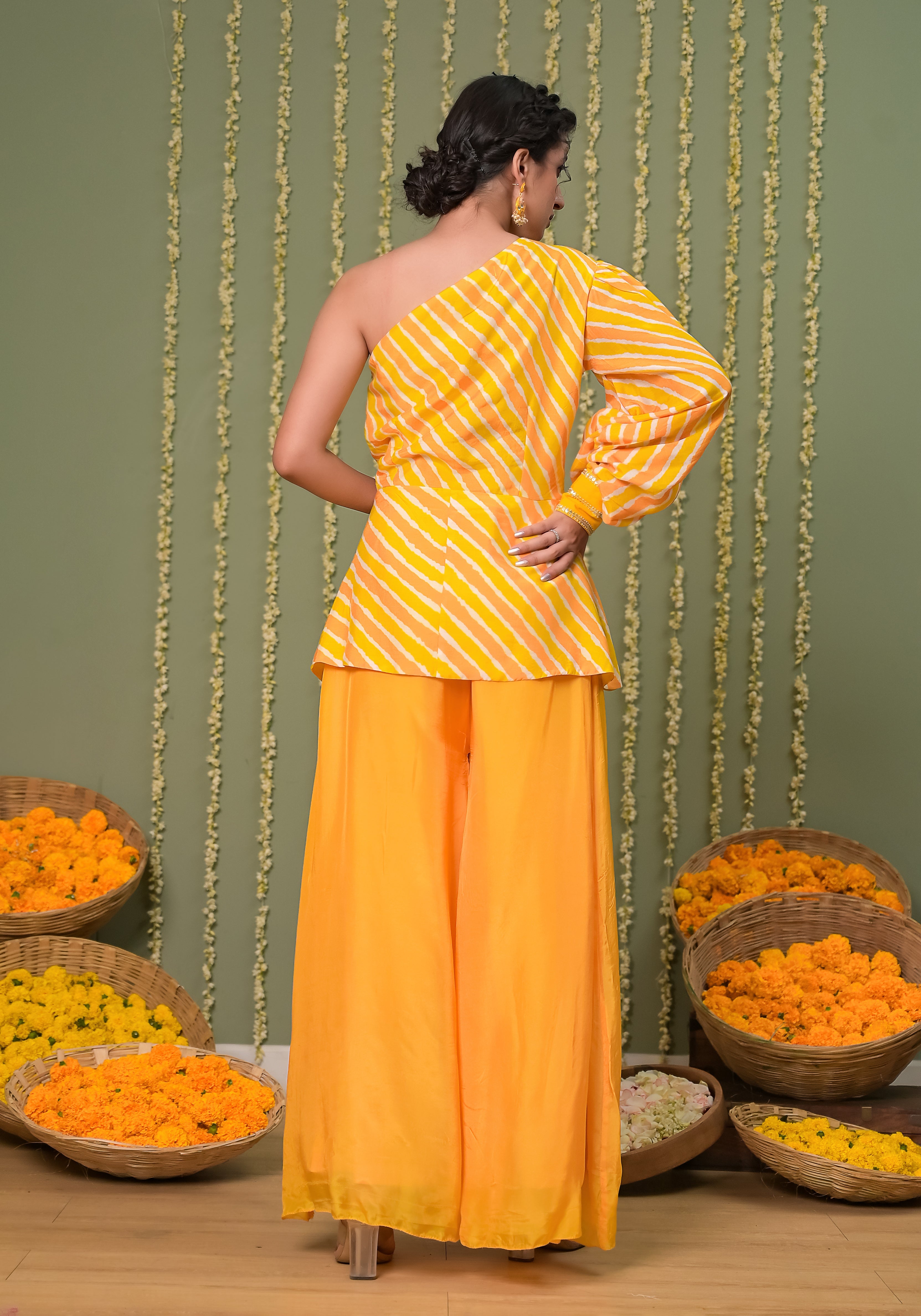 Amiya Leheriya Printed Off Shoulder Top with Sharara