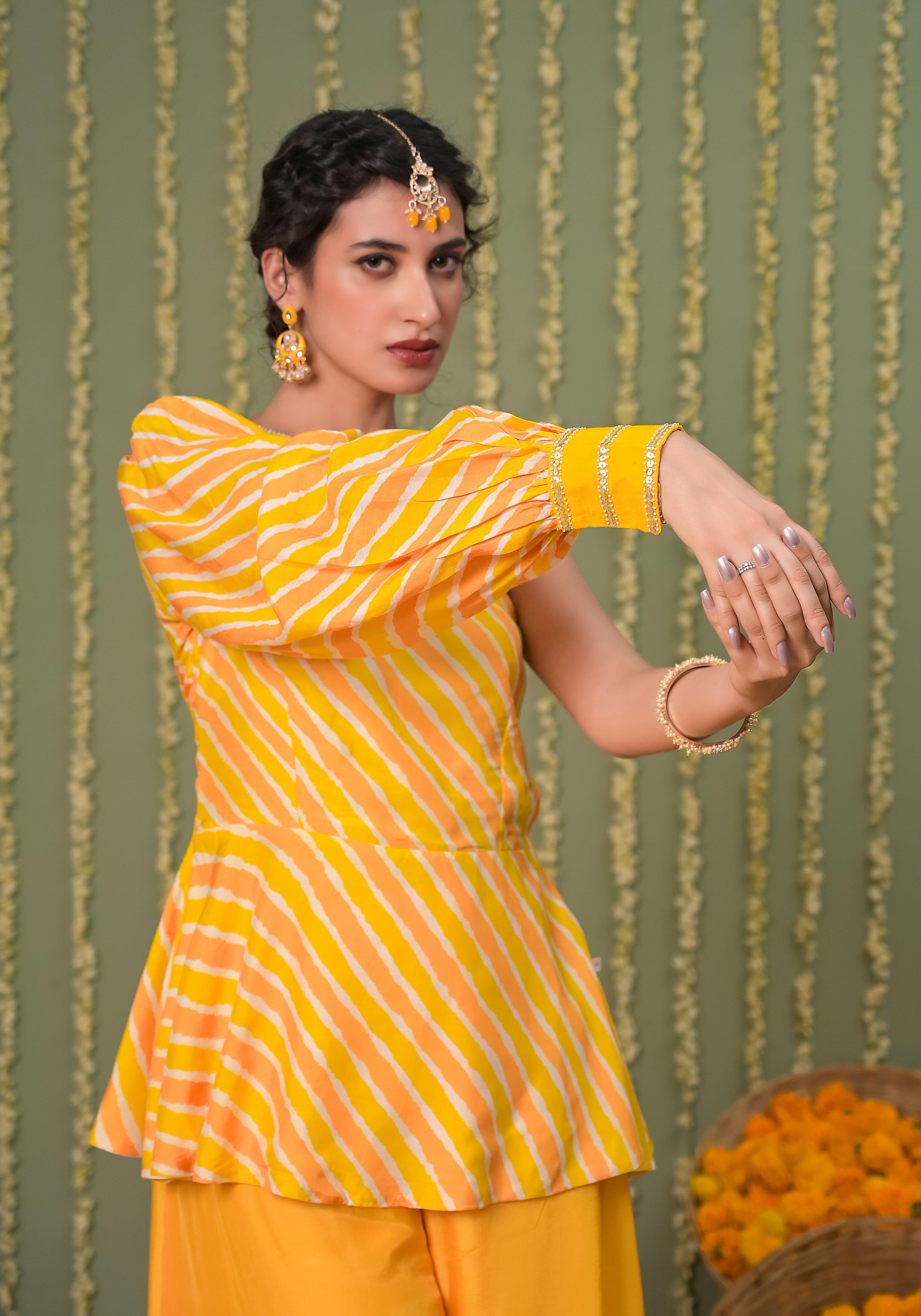 Amiya Leheriya Printed Off Shoulder Top with Sharara