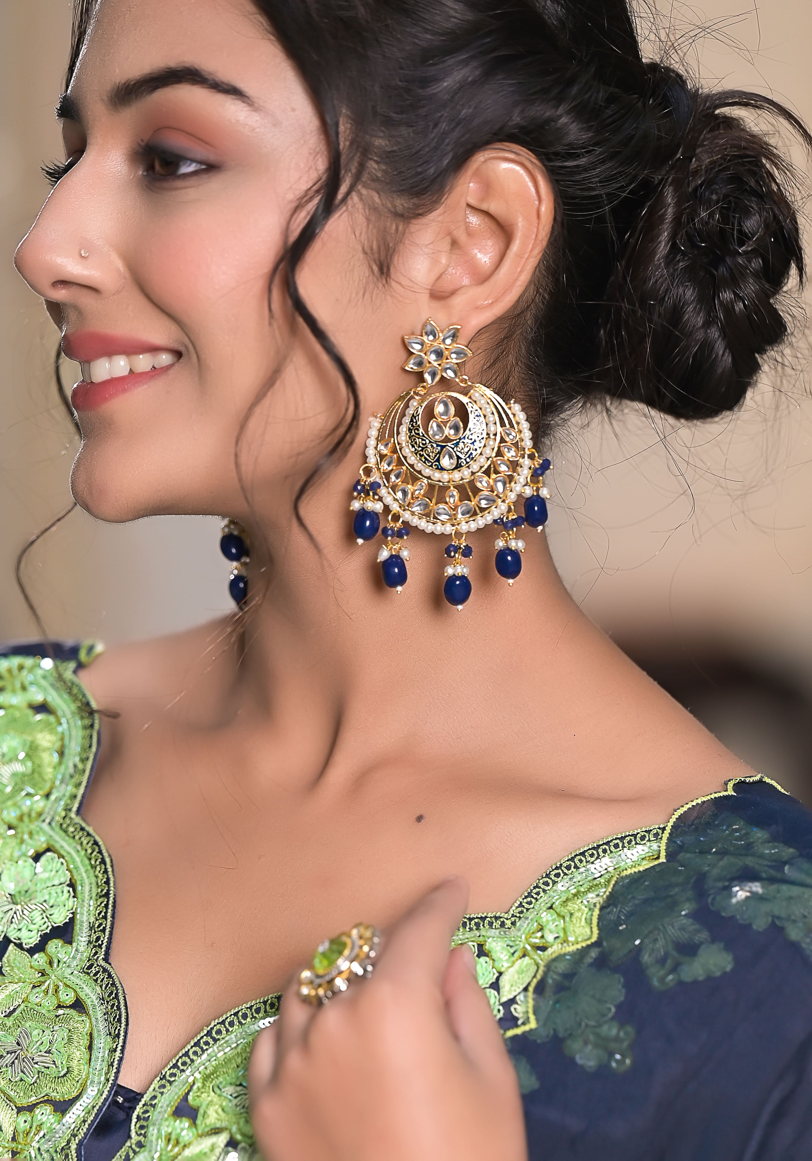 Grey Ajrak Lehenga Set-3PCS