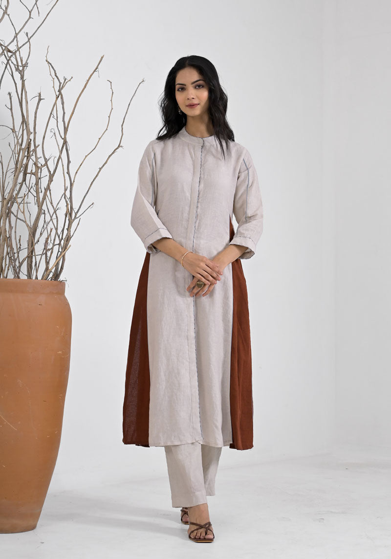Breeze Brown Patch Kurta Set-2pcs